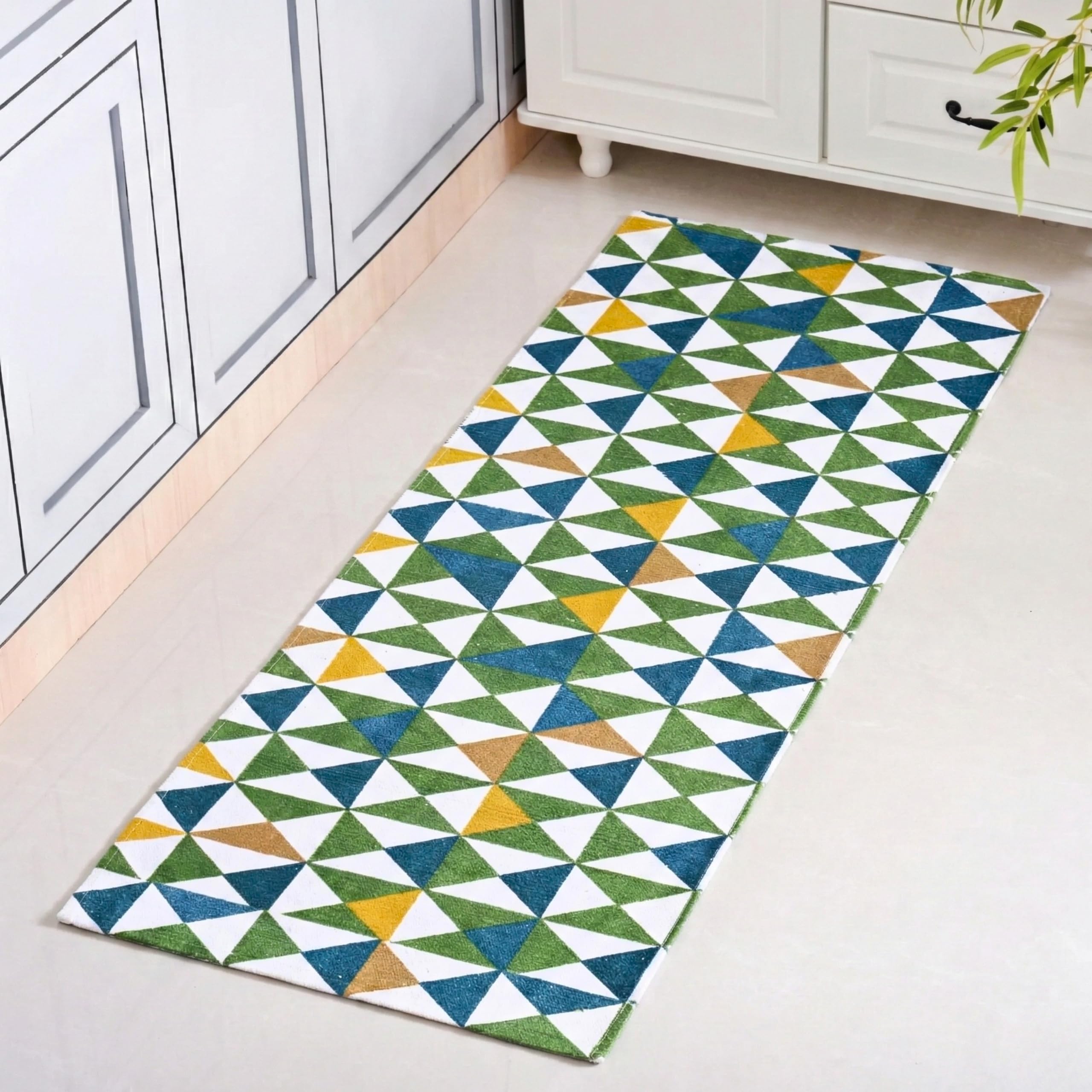 SARAL Home Colored Firki Soft Cotton Durable & Washable Multipurpose Runner Quick-Drying Runners for Home/Kitchen/Living Area/Lobby/Office Entrance with Anti Skid Backing(Green,50cmx180cm)-picture-24