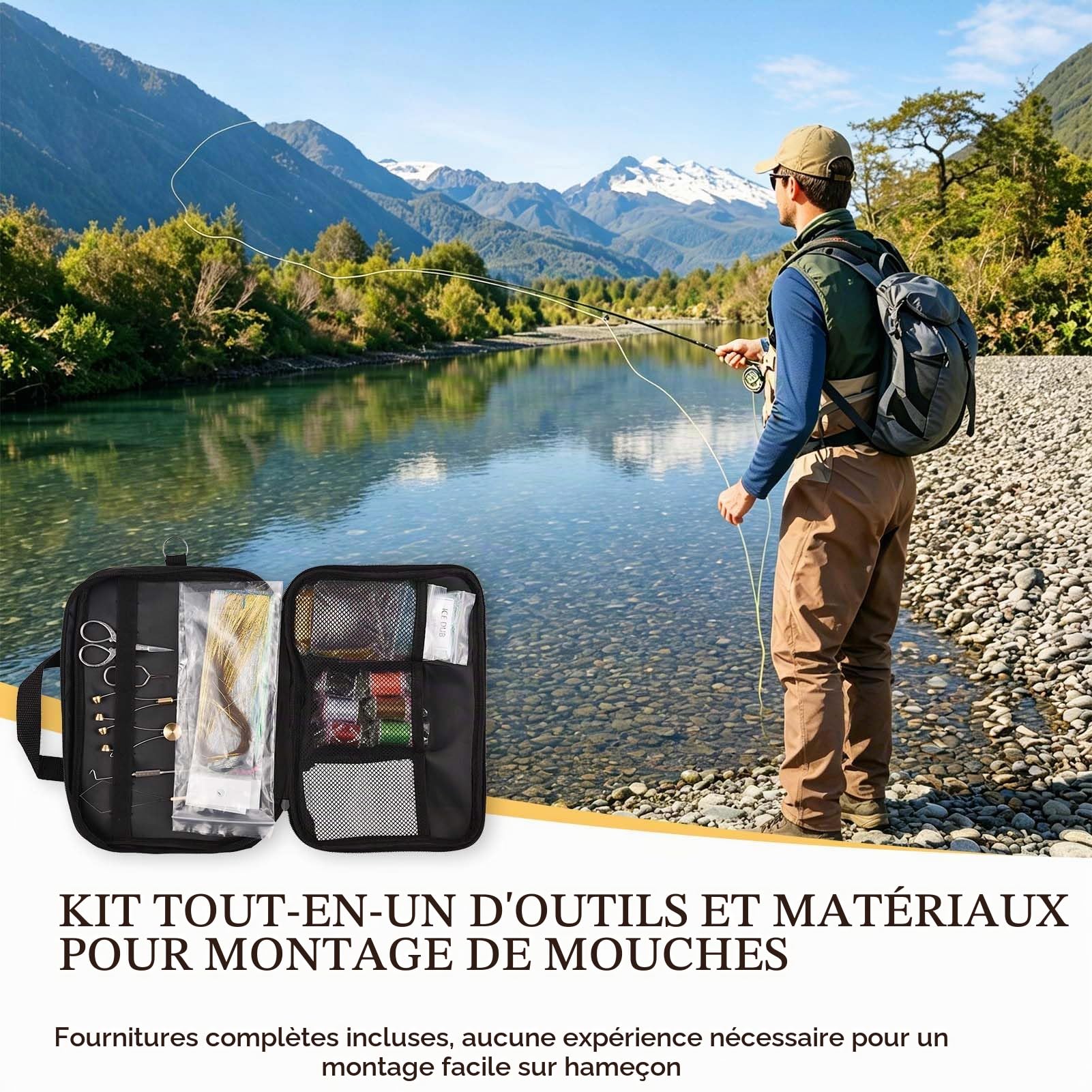 150pcs kit d'outil de Mouche, kit d'outils de matériel de Mouche Bien organisé leurre de pêche gabarit de Construction Faisant l'ensemble pour la Fabrication de leurre