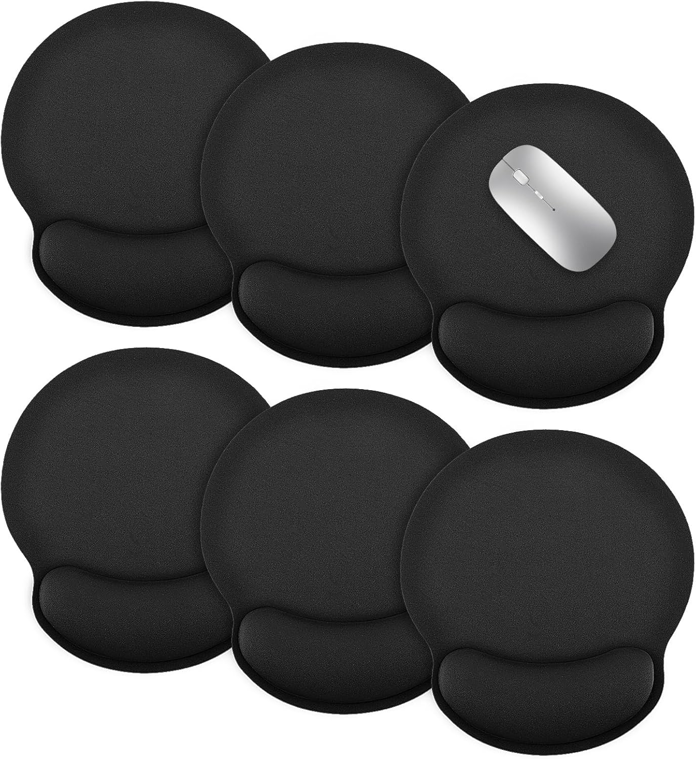 6 Pcs Ergonomic Mouse Pad with Wrist Rest Support, Comfortable Mousepad with Smooth Wrist Support Surface & Non-Slip PU Base, Comfortable Computer Mouse Pad for Computer, Laptop, Office & Home