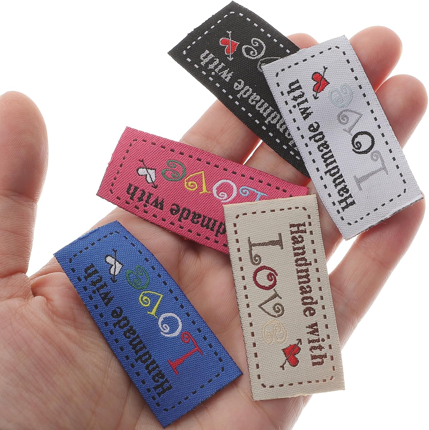 100pcs Sewing Labels for Handmade Items, Handmade with Love Tags image 2