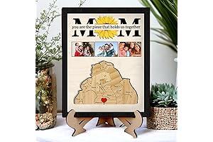 Personalized Family Photo Frame Wooden Plaque, Wooden Family Bear Puzzle