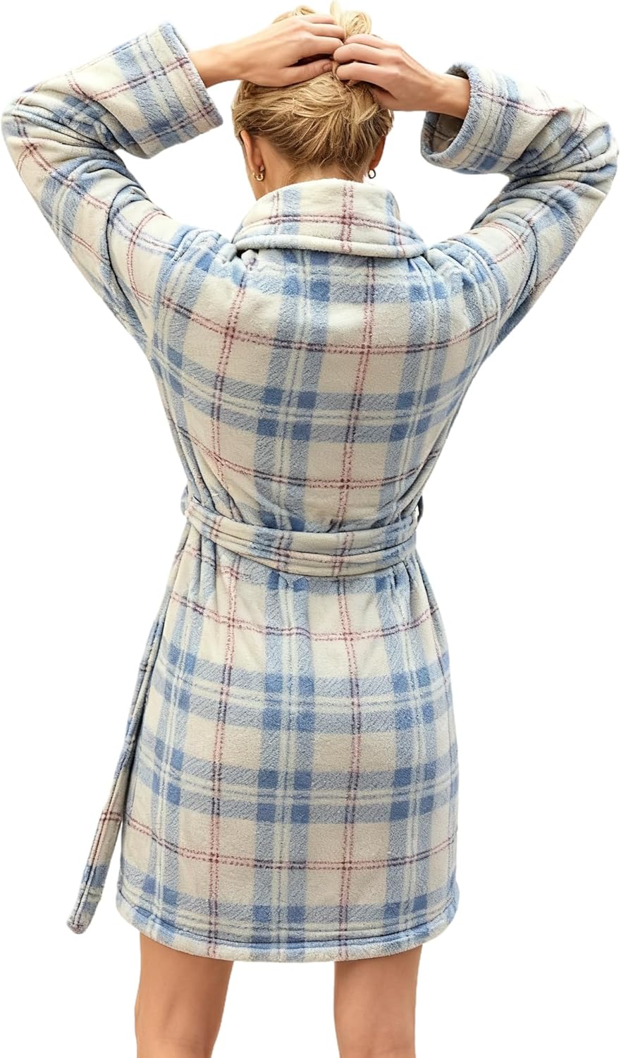 Plush Cozy Short Robes for Women after Shower, Lightweight Soft Bathrobe