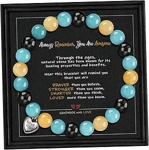 Stocking Stuffers for Teens, Christmas Gifts for Mom from Daughter Beaded Bracelets for Women Teen Girl Gifts Adjustable Charm Link Bead Birthday Graduation Gift for Her Girlfriend Sister