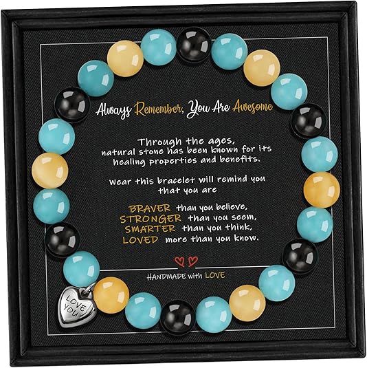 Stocking Stuffers for Teens, Christmas Gifts for Mom from Daughter Beaded Bracelets for Women Teen Girl Gifts Adjustable Charm Link Bead Birthday Graduation Gift for Her Girlfriend Sister