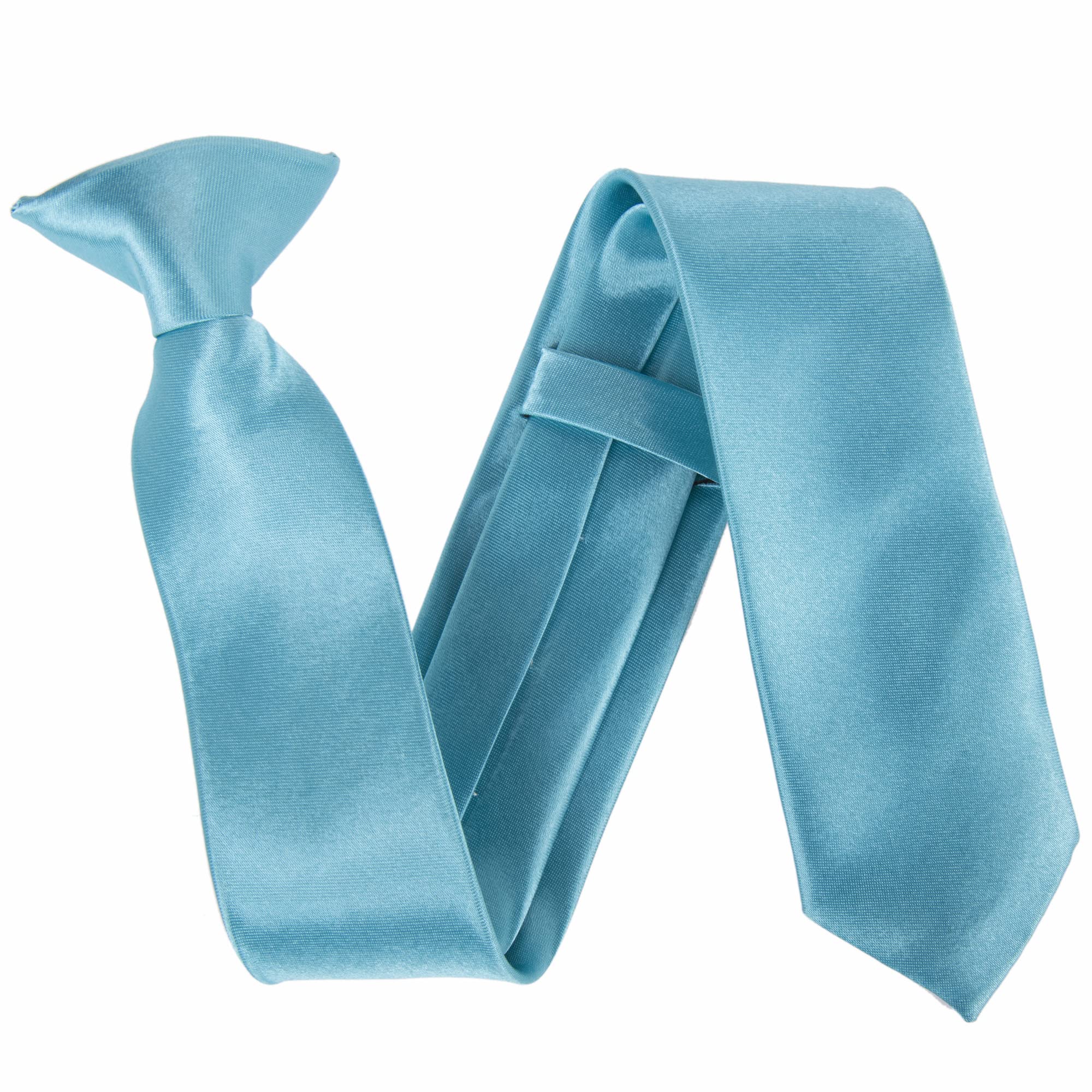 The Tie Company Turquoise Kids Satin Clip On Ties