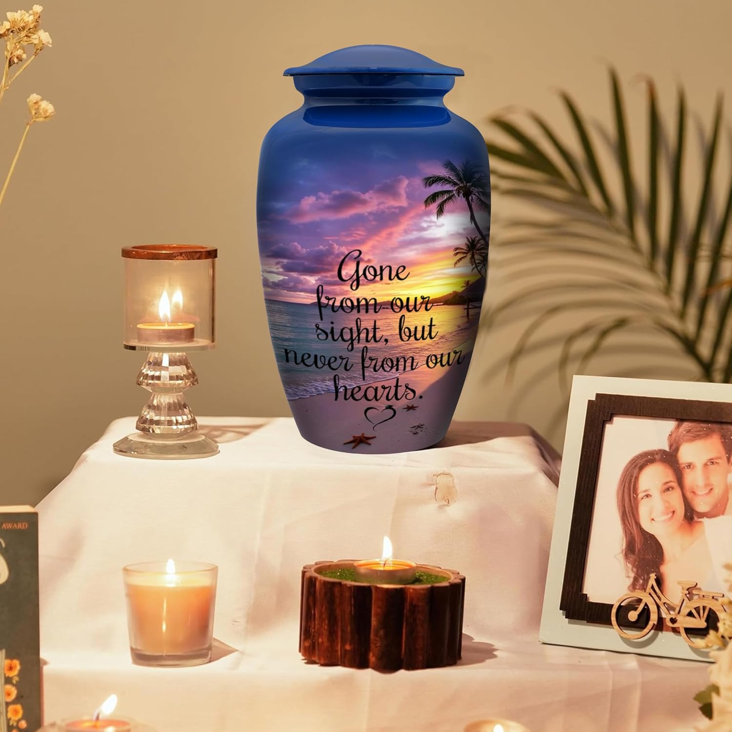 Beach Cremation Urn for Human Ashes – Large Ocean Blue Funeral Urn for Adults – Decorative Burial Urns for Men & Women – Memorial Urn for Ashes Male or Female, 200Cu/in - Image 6