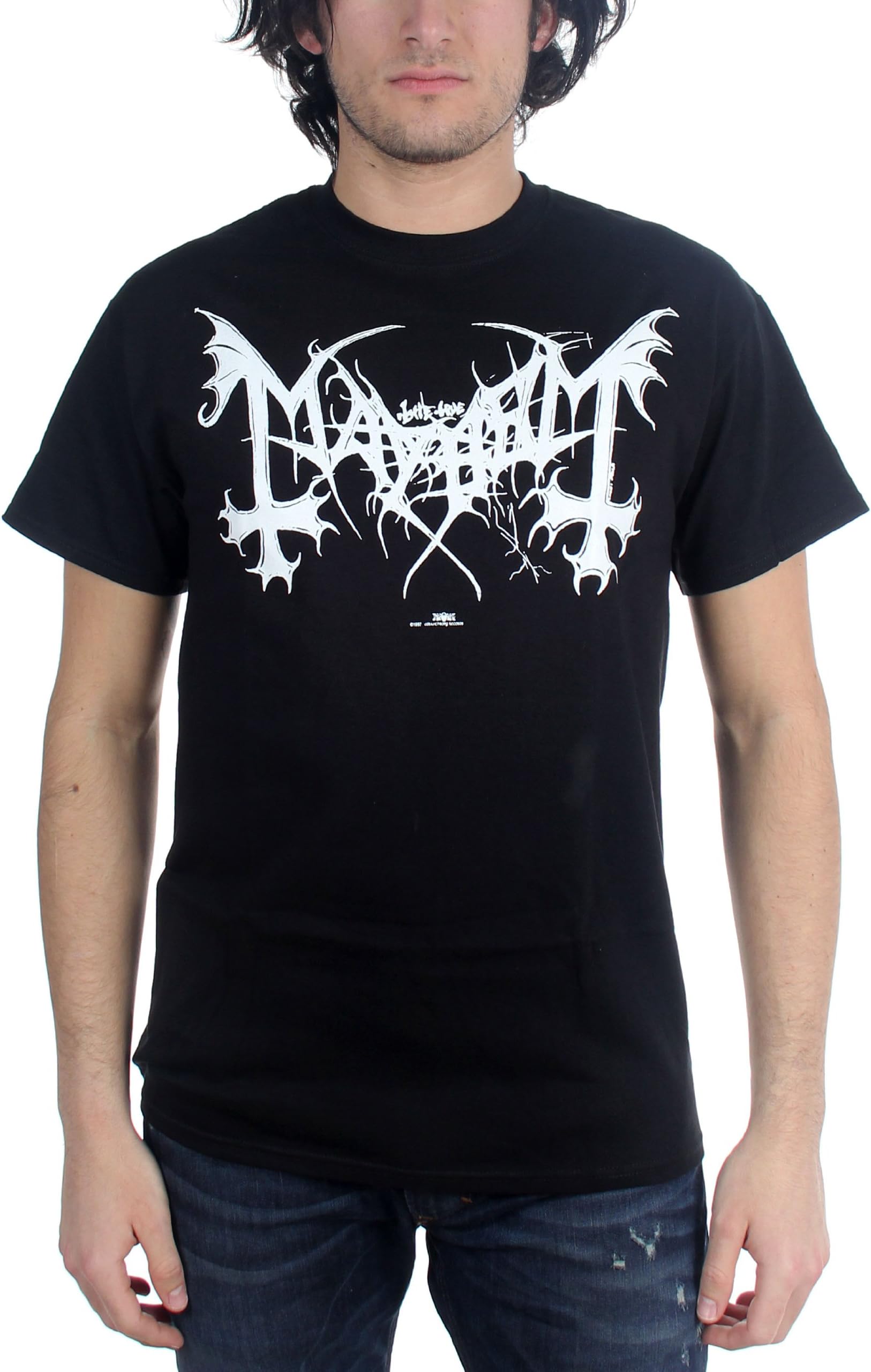 Mayhem - White Logo Legion Adult T-Shirt, Size: X-Large, Color: Black