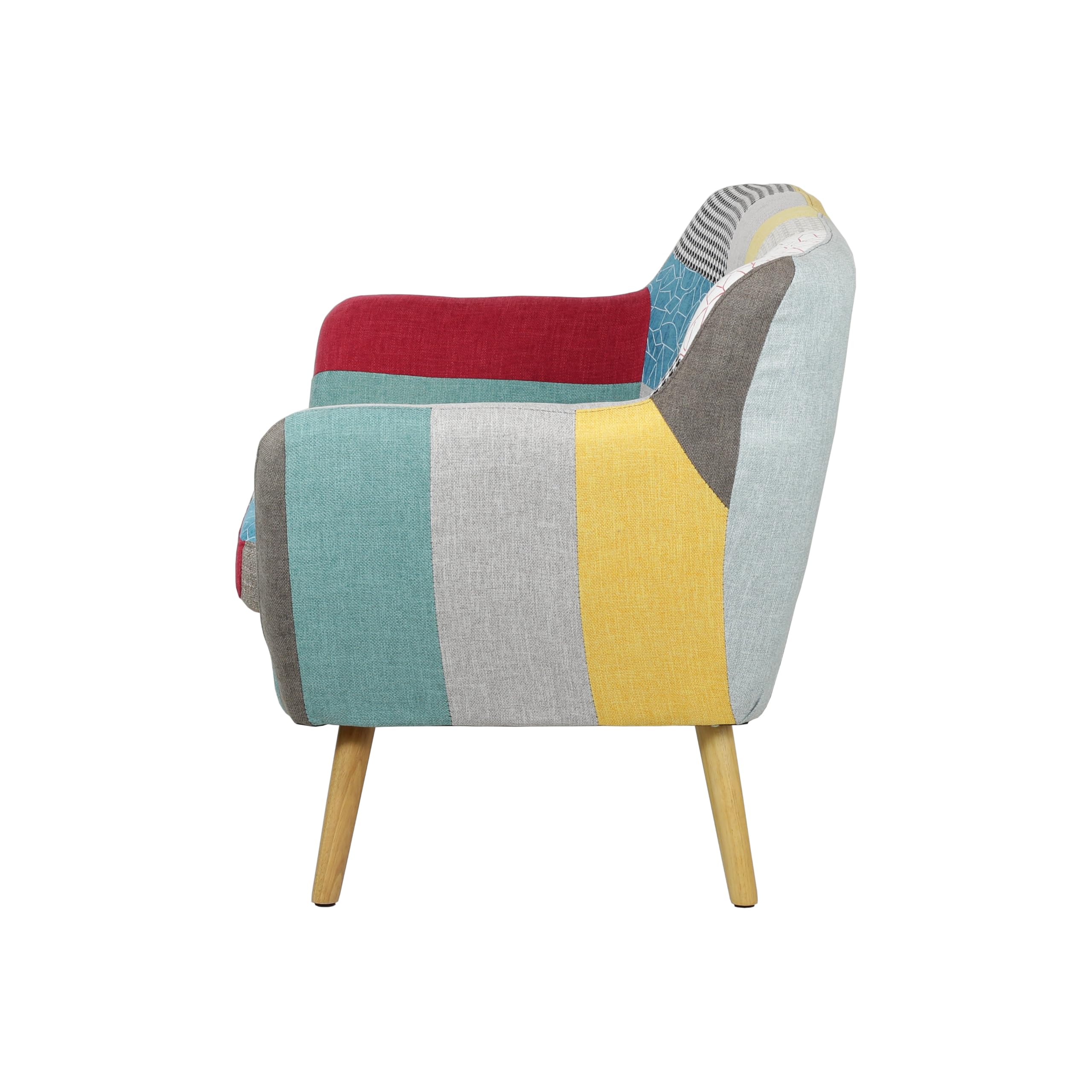 Totò Piccinni Divano in Tessuto Patchwork imbottito con Braccioli (Patchwork piedi Naturali, 2 Posti)