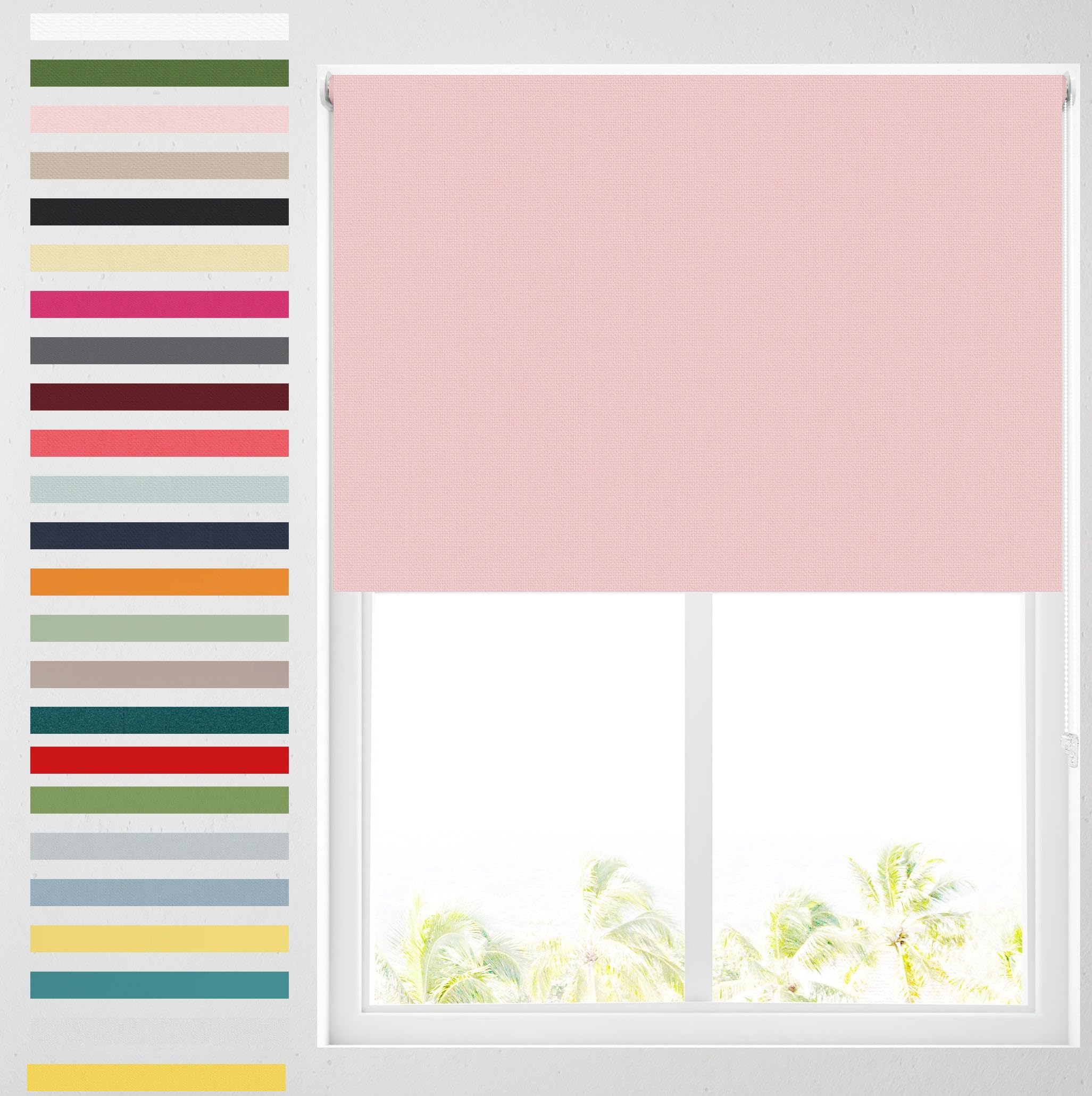 Barnes Blinds - Premium Blackout Roller Blinds for Windows, Custom Cut to Size - Black Out Thermal Fabric Durable Fittings Easy Fit - Roller Blind with Chrome Sidewinder Chain (Baby Pink 61cm)