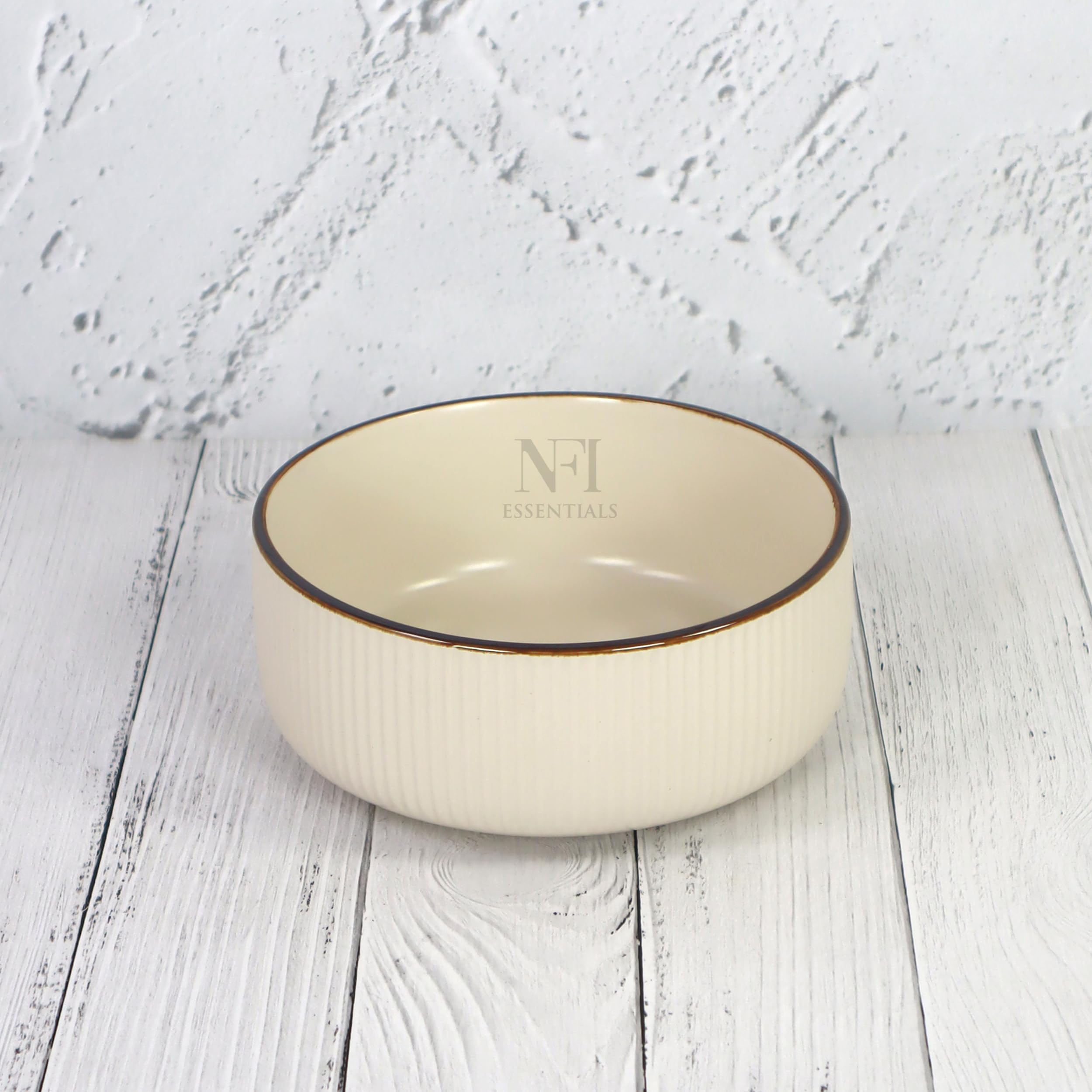 NFI essentials Frontier Ceramic Bowls Perfect for Snack, Side Dishes, Salads Or Desserts Beige Rib-Textured Multipurpose Uses Microwave & Oven Safe Ideal for Gifting & Daily Use — Amazon image 14