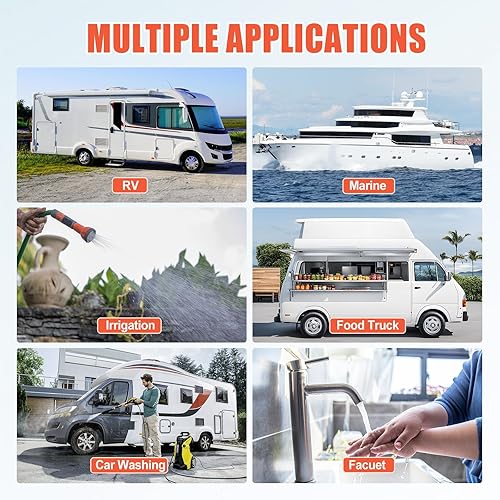 Miniatura 8 de Bomba de presión de agua de 110 V, 4.0 GPM, 50 PSI, alimentación de CA bajo demanda, bomba de diafragma de transferencia de agua autocebante,