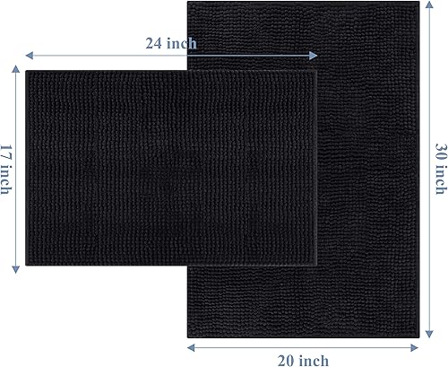 Miniatura 2 de Juego de 2 alfombras de baño de alta calidad para suelo de baño, tapetes de baño de felpilla pequeños lavables a máquina, antideslizantes y súper