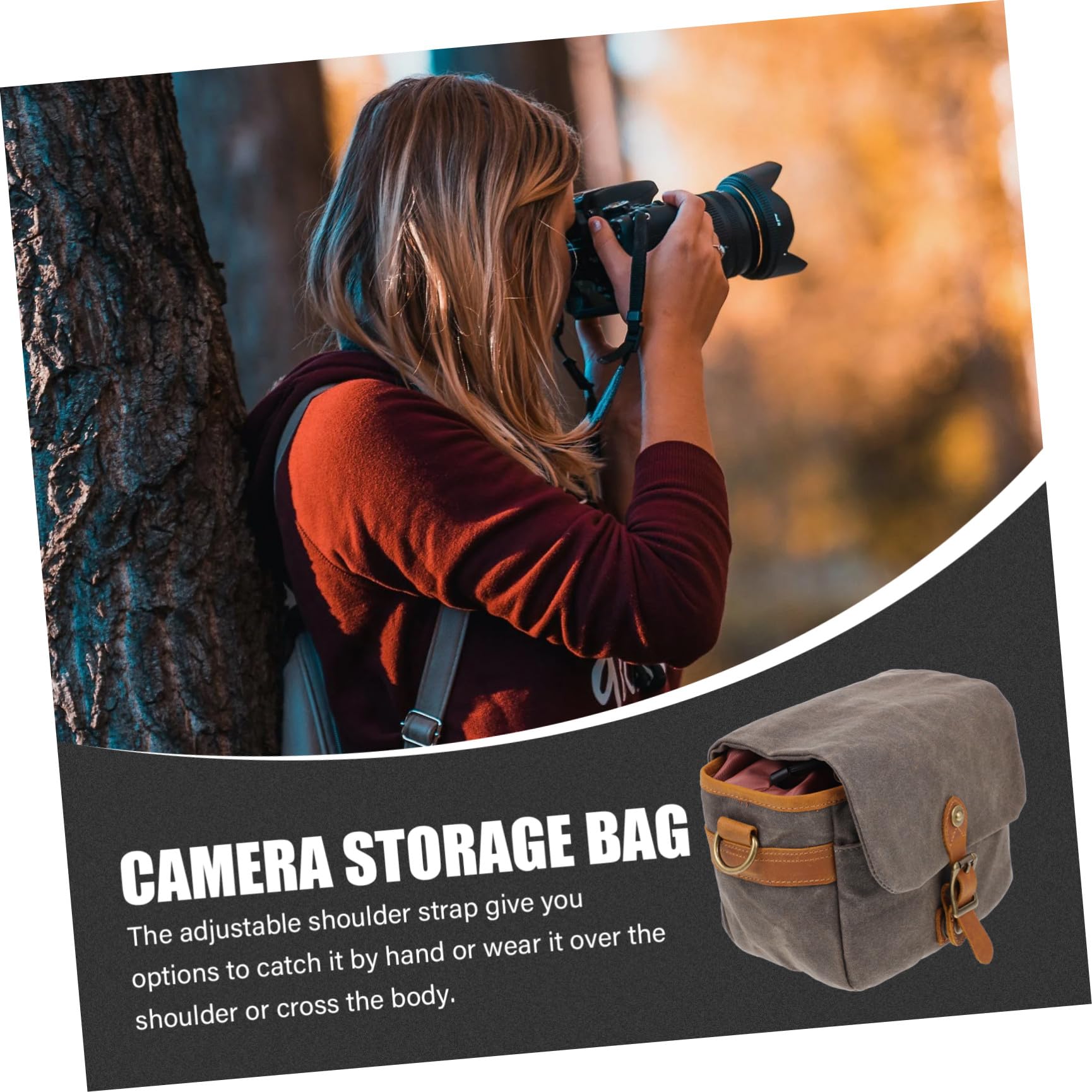 NUOBESTY Borsa per Macchina Fotografica Verde in Tela Coulisse, Custodia Protettiva Resistente e Compatta per Fotocamere Mirrorless e Reflex