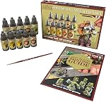 The Army Painter Speedpaint 2.0 Metallics Paint Set, 10 Bottles of Metal Acrylic Contrast Paint in 18ml Incl. 1 Free Basecoating Brush for Miniature Painting