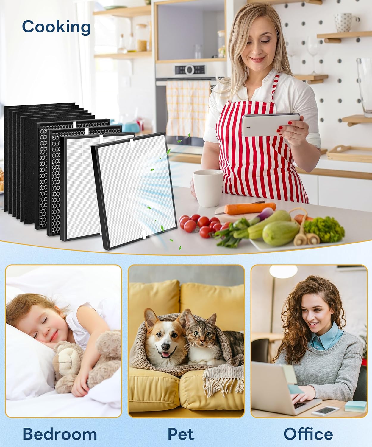 10 Pack AD3000 Replacement Filter Compatible with 3000 Air Purifi-er, with 2 main filter + 2 Activated Carbon filters + 6 Carbn Pre-Filters - Image 7