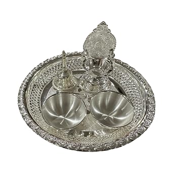 Balaji 925 Sterling Silver 6.5-inch Puja Set- 6.5"" Set #01