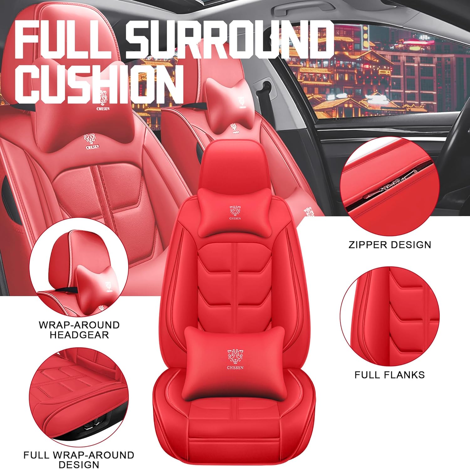 Car Seat Covers for Toyota Corolla Hatchback 2019-2025 Full Set, Nappa Leather Vehicle Seat Protector, Stylish Waterproof Easy to Install, Breathable Auto Seat Cushion Cover.(Red, Luxury)