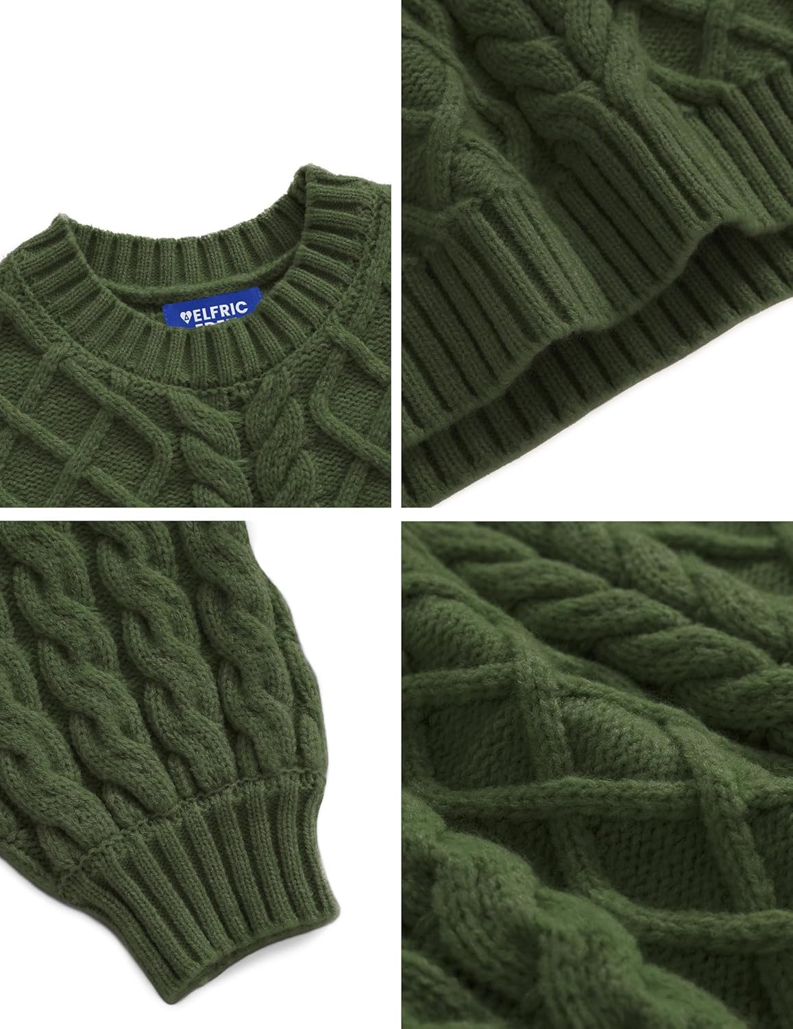 Aelfric Eden Womens Oversized Sweaters 2025 Cable Knit Chunky Sweater Lantern Sleeve Crewneck Pullover Loose Outfits - Image 4