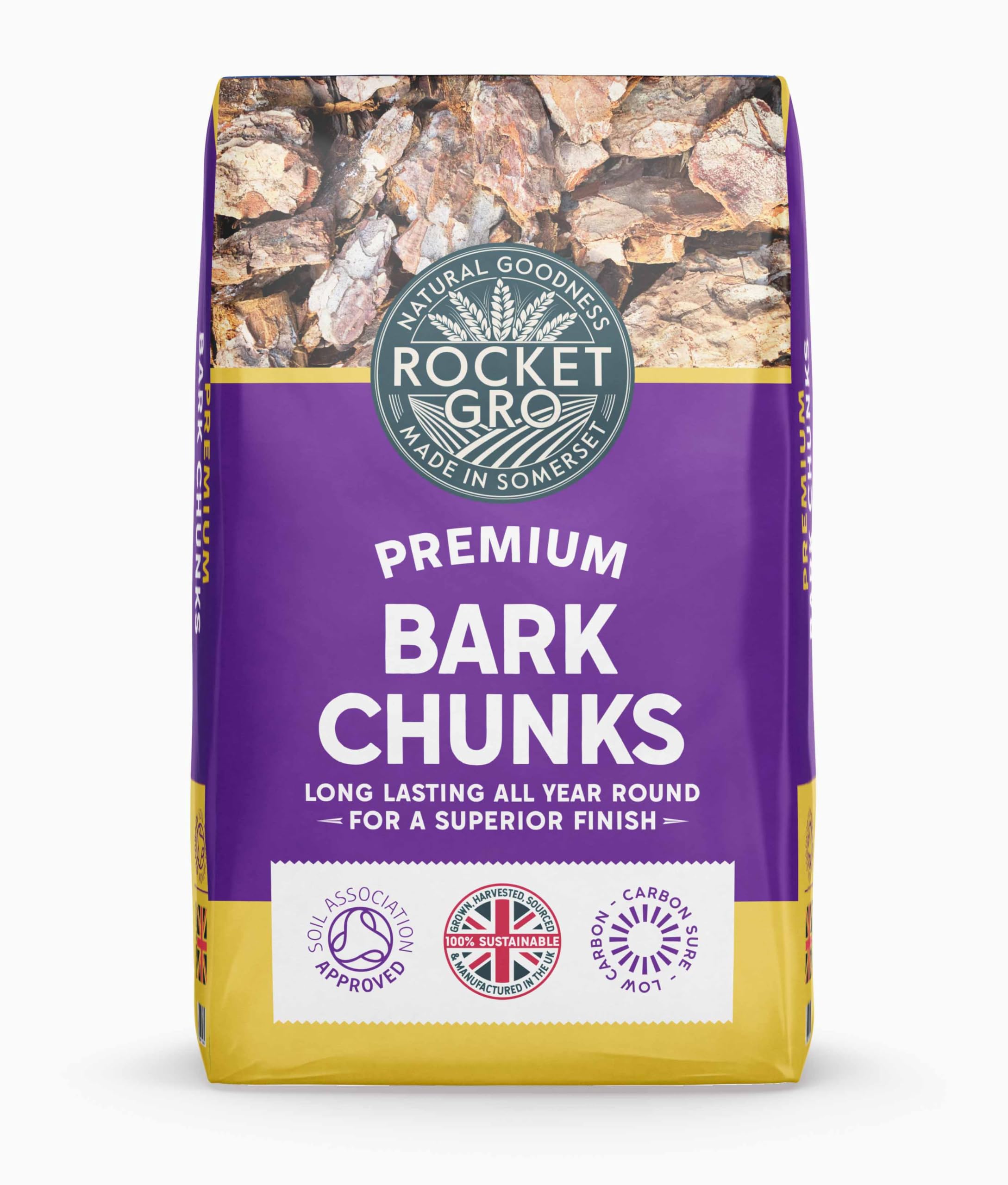 RocketGro - Premium Bark Chunks - 50L - For a Smart Finish - Long-Lasting, Water-Saving, and Stops Weeds