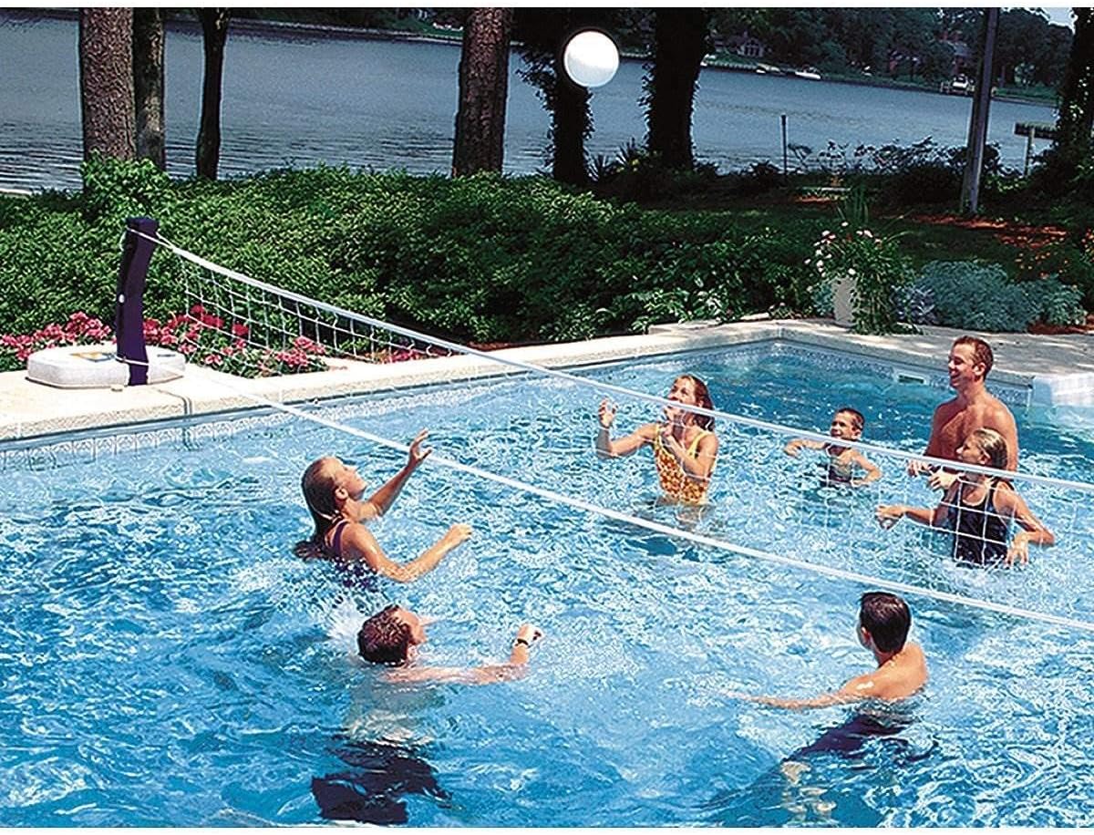 SwimWays Poolside Volleyball Set for Inground Swimming Pools : Toys & Games