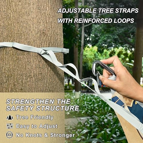 Miniatura 4 de Hamacas de tortuga bohemia azul con capacidad de 330 libras con cuerda para colgar, hamaca de tela para interiores y exteriores, patio, macas