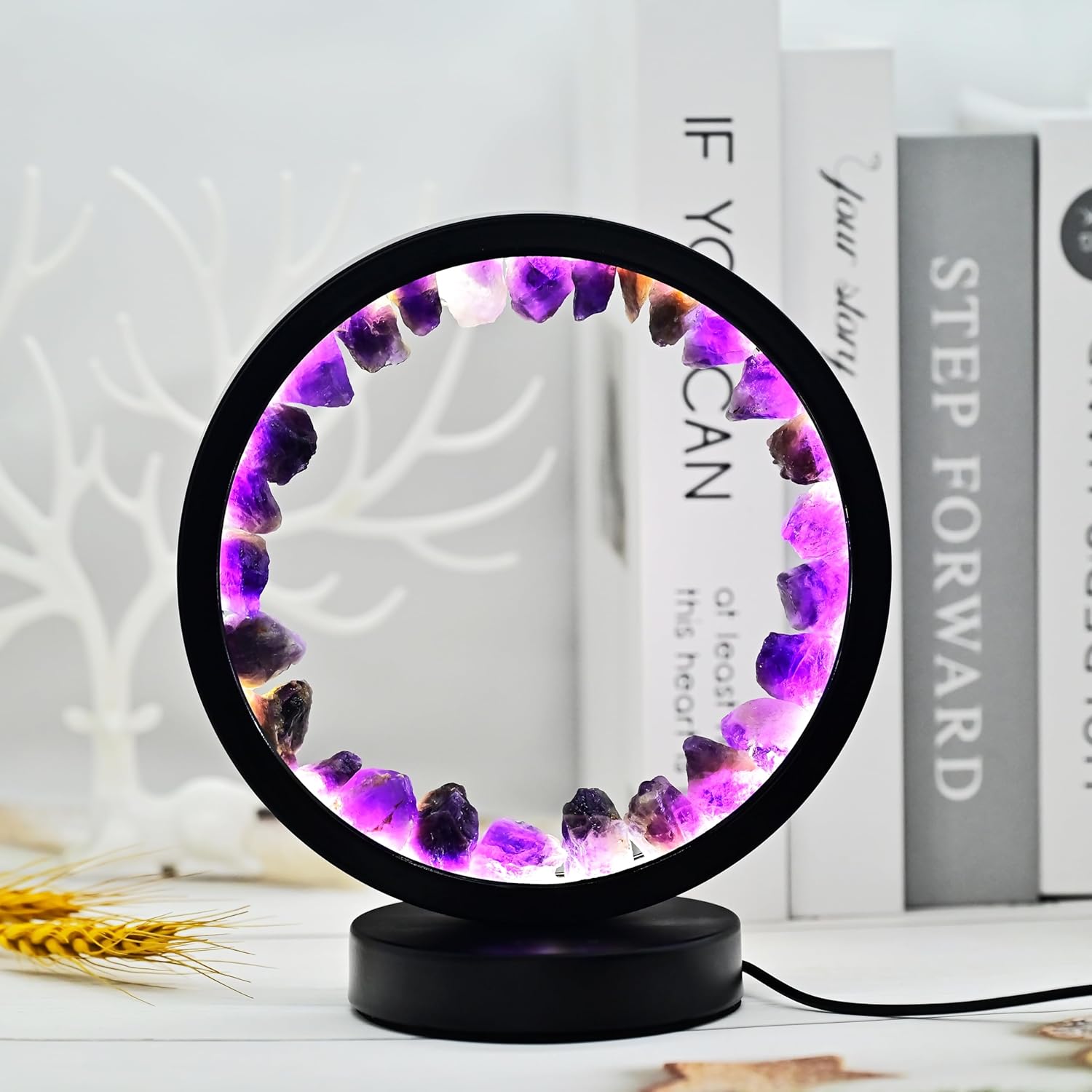 Amethyst Night Lamp Natural Healing Crystal Dimmable & Color-Tunable LED Desk Lamp (USB Port) Dating Party Holiday Night Atmosphere Decoration Table Lamps
