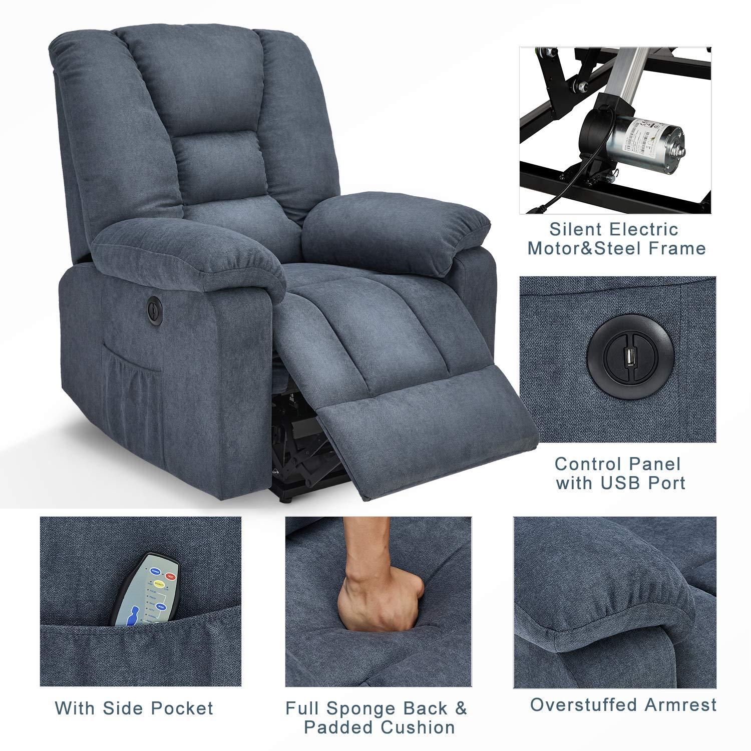 Esright Electric Power Lift Chair Recliner Sofa for Elderly with