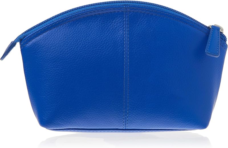 Necessaire de maquiagem ili New York em couro legítimo com bloqueio RFID, Cobalt