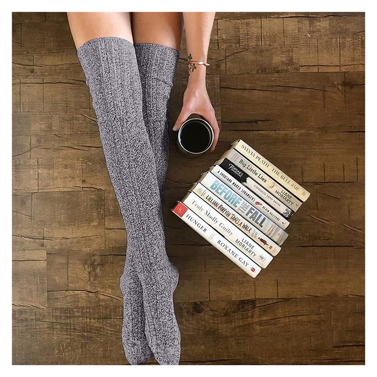 Wintersocken Bettsocken Damenstrümpfe Stricken Die Hohen Socken Mädchen Kniewarme Weihnachten Lang Über Damensocken Warme Flauschige Socken