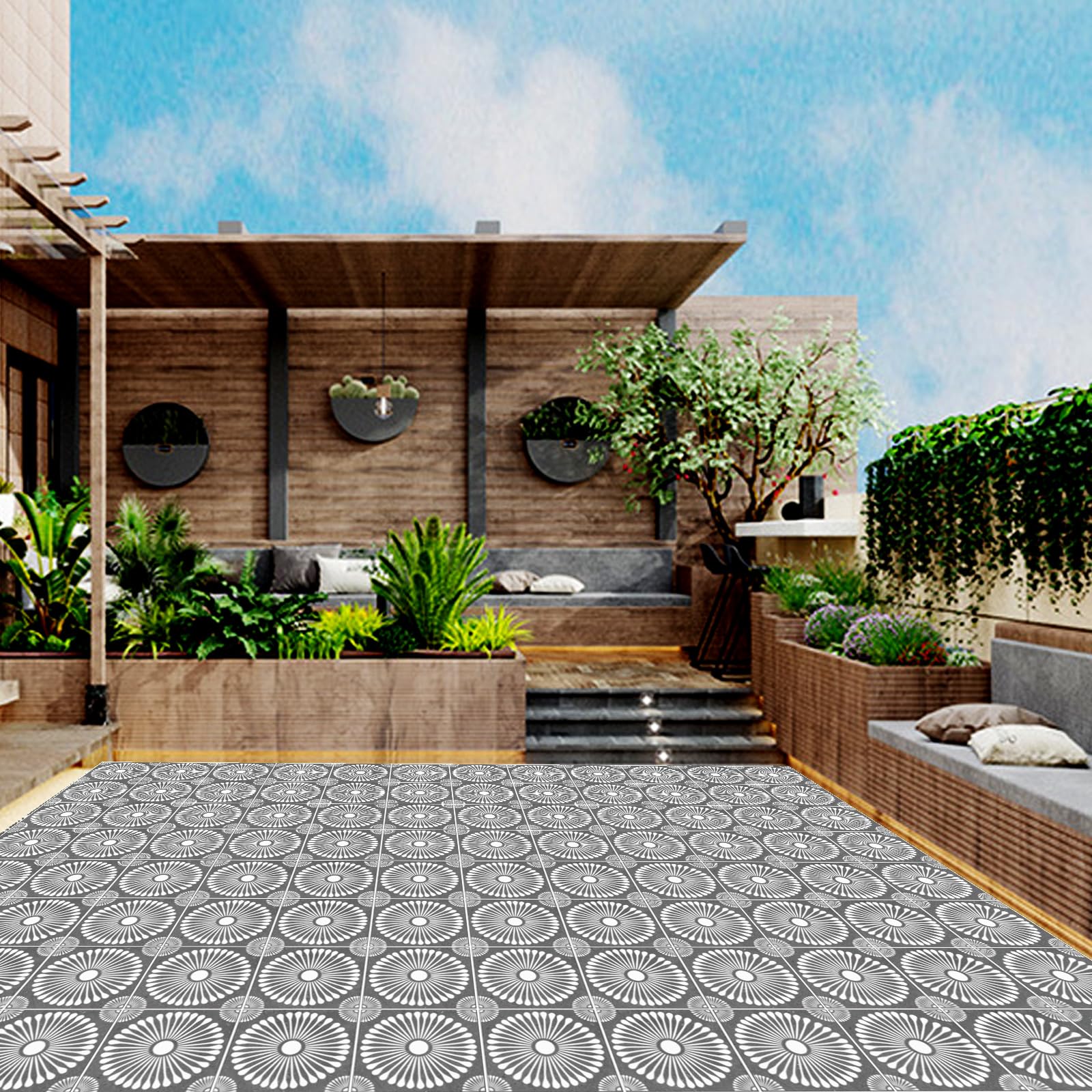 4 PCS 8x8 Inch Reusable Geometric Style Wall Stencil Tile Stencils Floor Stencils For Painting Floors Front Porch Concrete Patios Walls Tiles Wood Home Decor Art Craft P 24799031