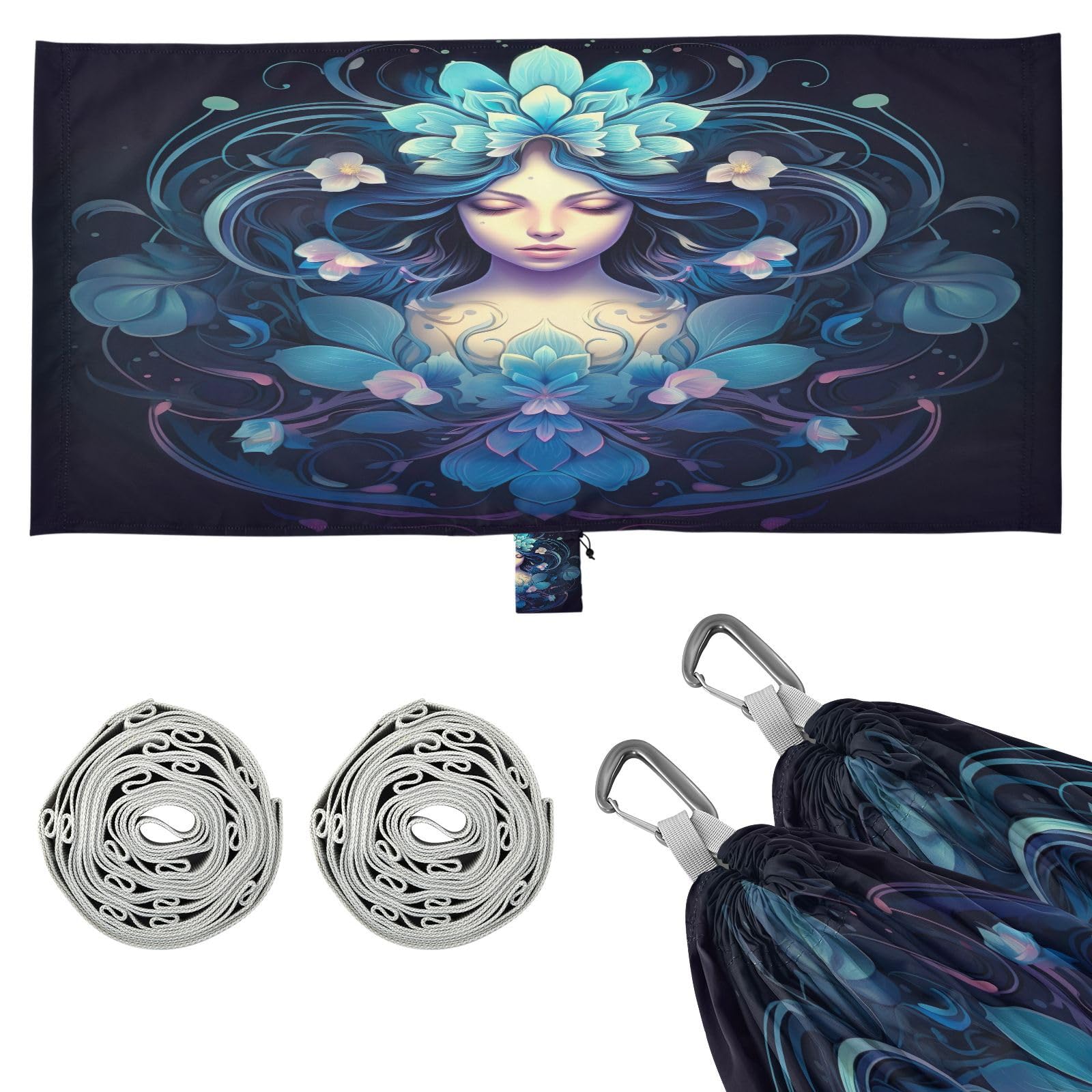 SDMKA Mandalorian Camping Hammock, 330 lbs with 2 Tree Straps, Carry Bag, Single Portable Hammock for Outdoor/Indoor, Hiking, Beach, Backpacking, Travel