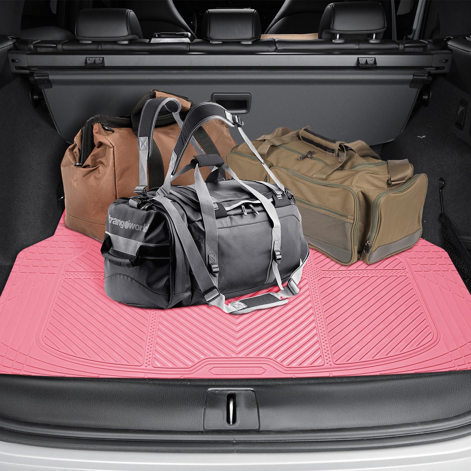 CAR PASS Heavy Duty Rubber Floor Mats Pink Car Mats Full Set with Trunk Cargo Liner - Universal Waterproof Floor Mats for Car SUV Truck, Durable All Weather Liner Mats Automotive Women (All Pink)