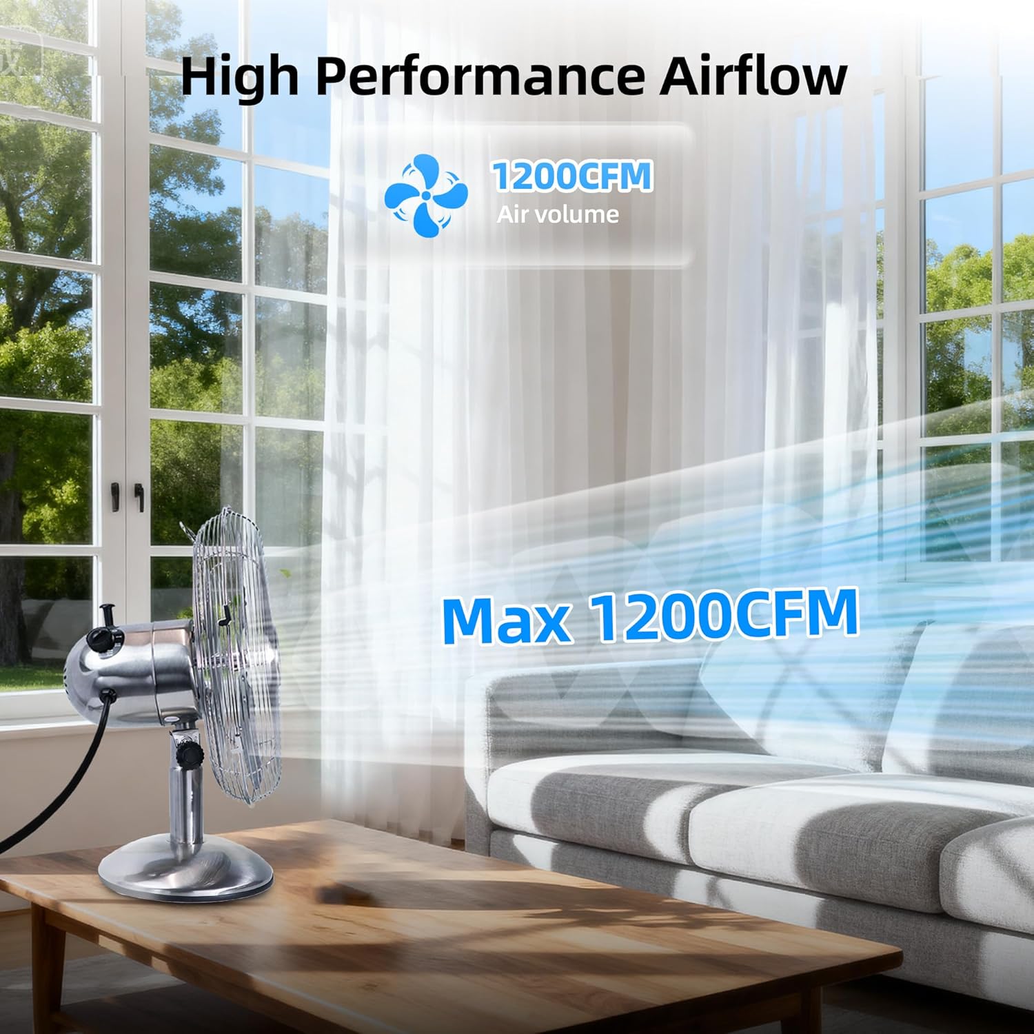 BEYOND BREEZE 12 Inch Retro Oscillating Table Fan, All Metal Desk Fan with 3-Speed and 80° Wide Oscillation, Perfect for Home and Office