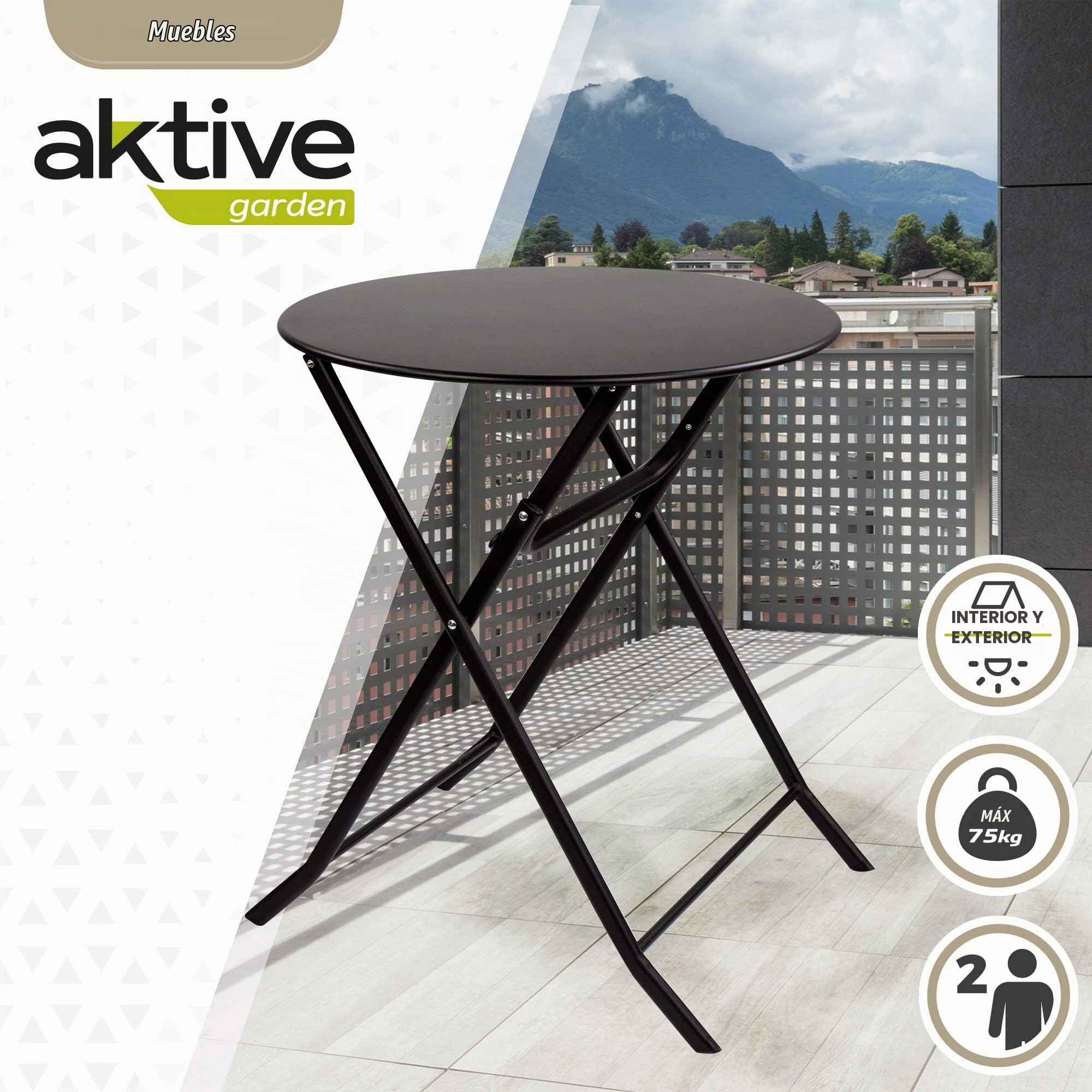 Mesa redonda plegable jardín metal Aktive, 61047