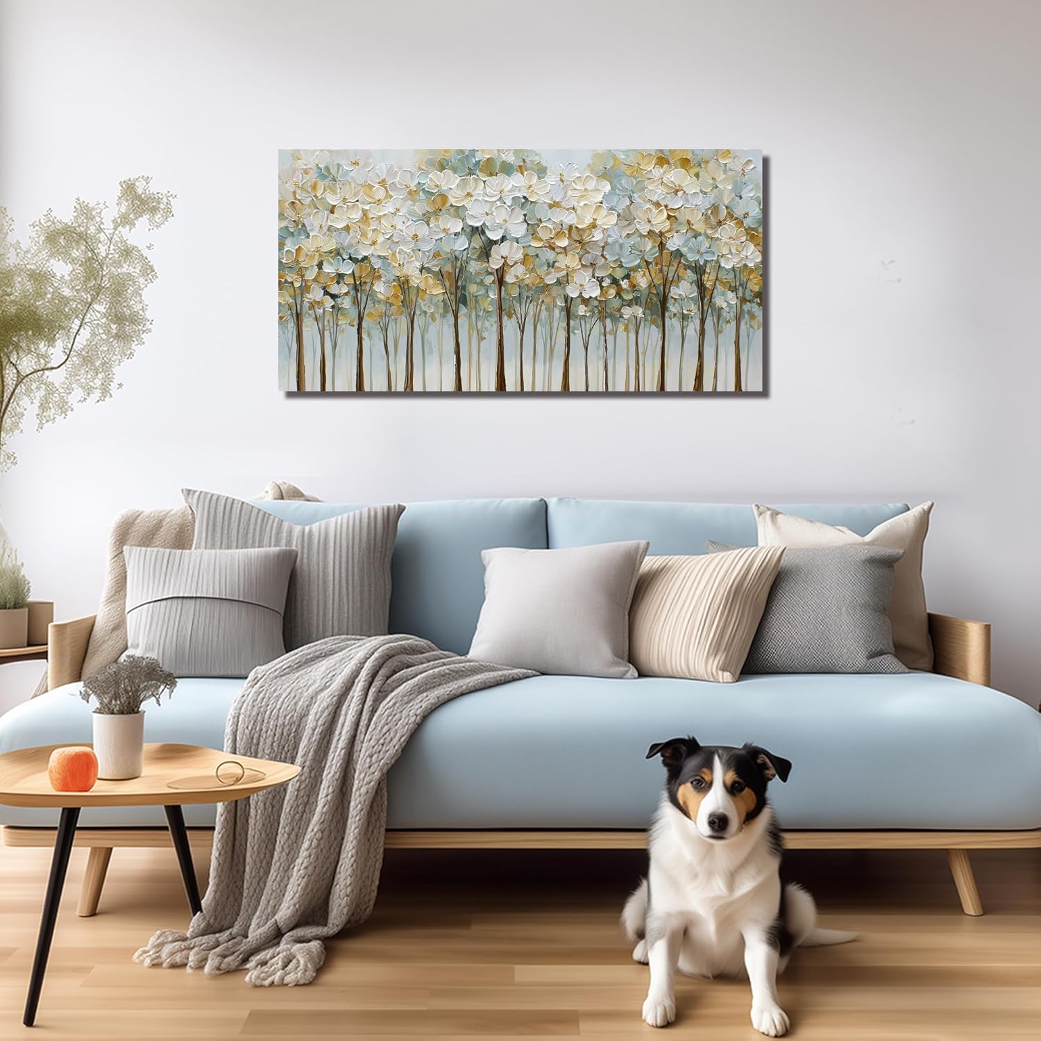 Tree Prints Wall Art for Living Room Flower Artwork for Walls Office Green and White Wall Decor for Bedroom Size 20 x 40 Inch