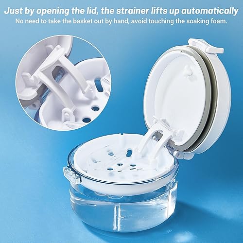 Miniatura 5 de Caja de baño de prótesis automática de elevación automática taza de cuidado limpio completo para dentaduras llaves taza limpiador
