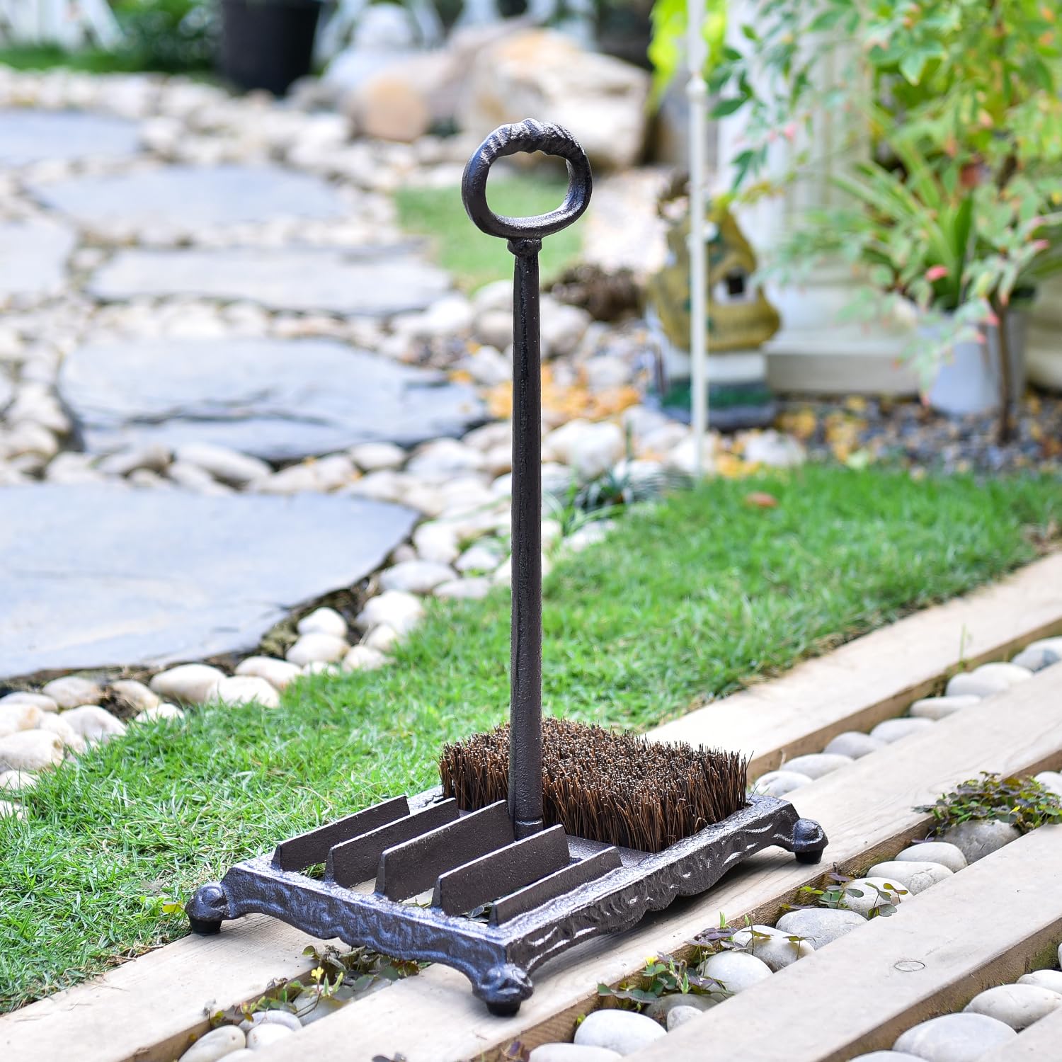 Sungmor Brosse à bottes en fonte robuste marron vintage avec poignée