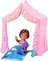 Vista 4 de Barbie Skipper Babysitters Inc. - Juego para dormir con muñeca pequeña, tienda de campaña y saco de dormir
