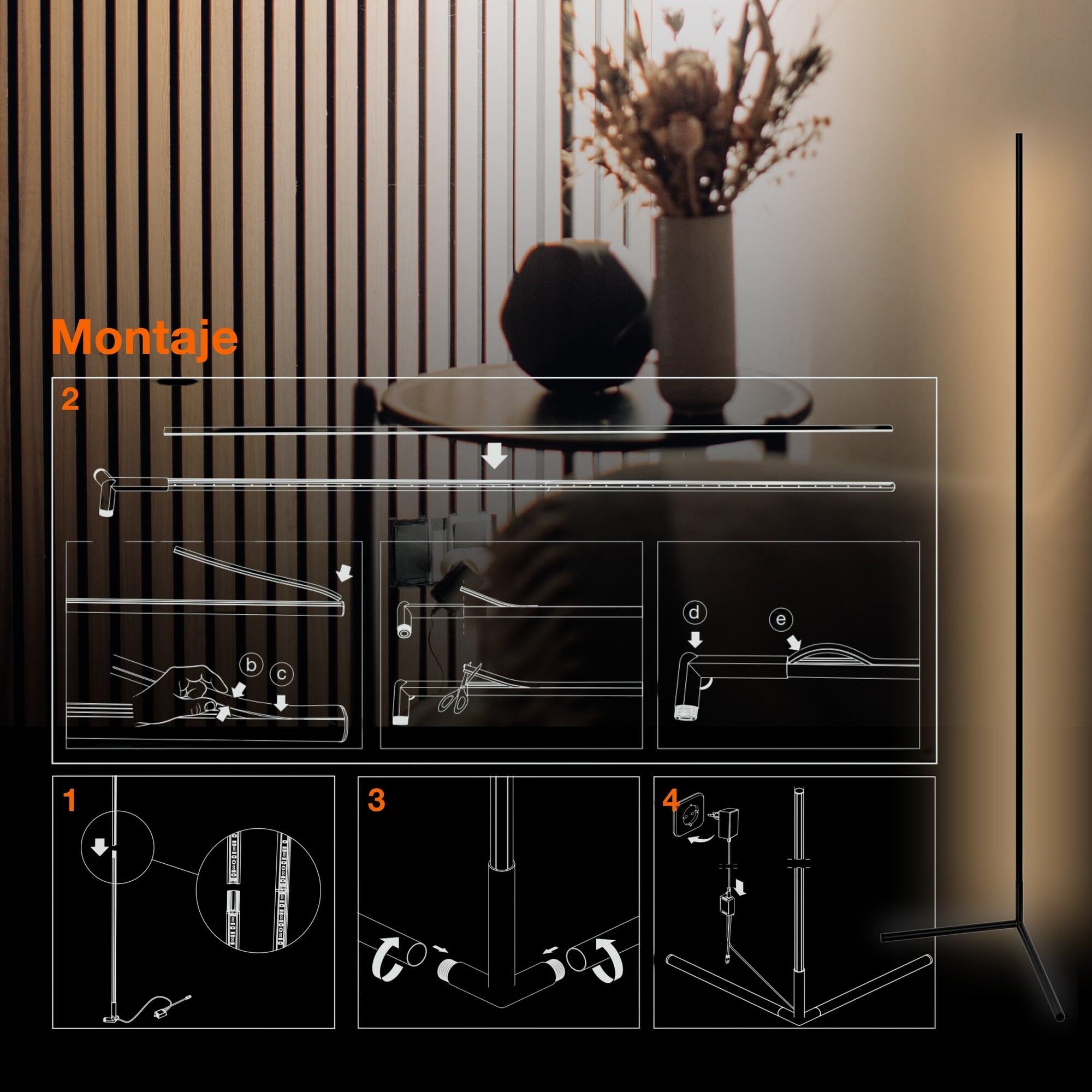 OSRAM SMART WIFI MATTER FLOOR CORNER SLIM WITH REMOTE CONTROL Black 2000 mm RGB + TW