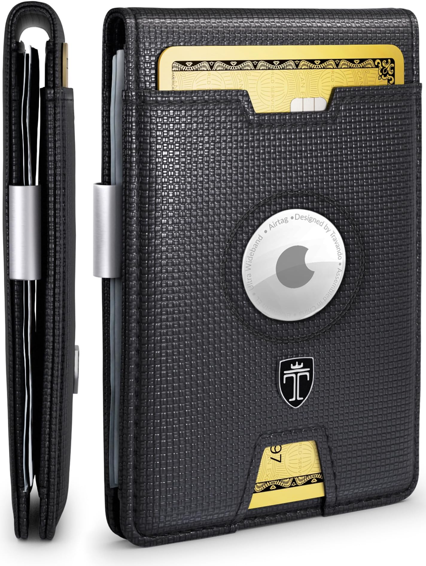 AirTag* Wallet Mens Wallet with Money Clip Air Tag Wallet Card Holder RFID Blocking Bifold Gifts for Men