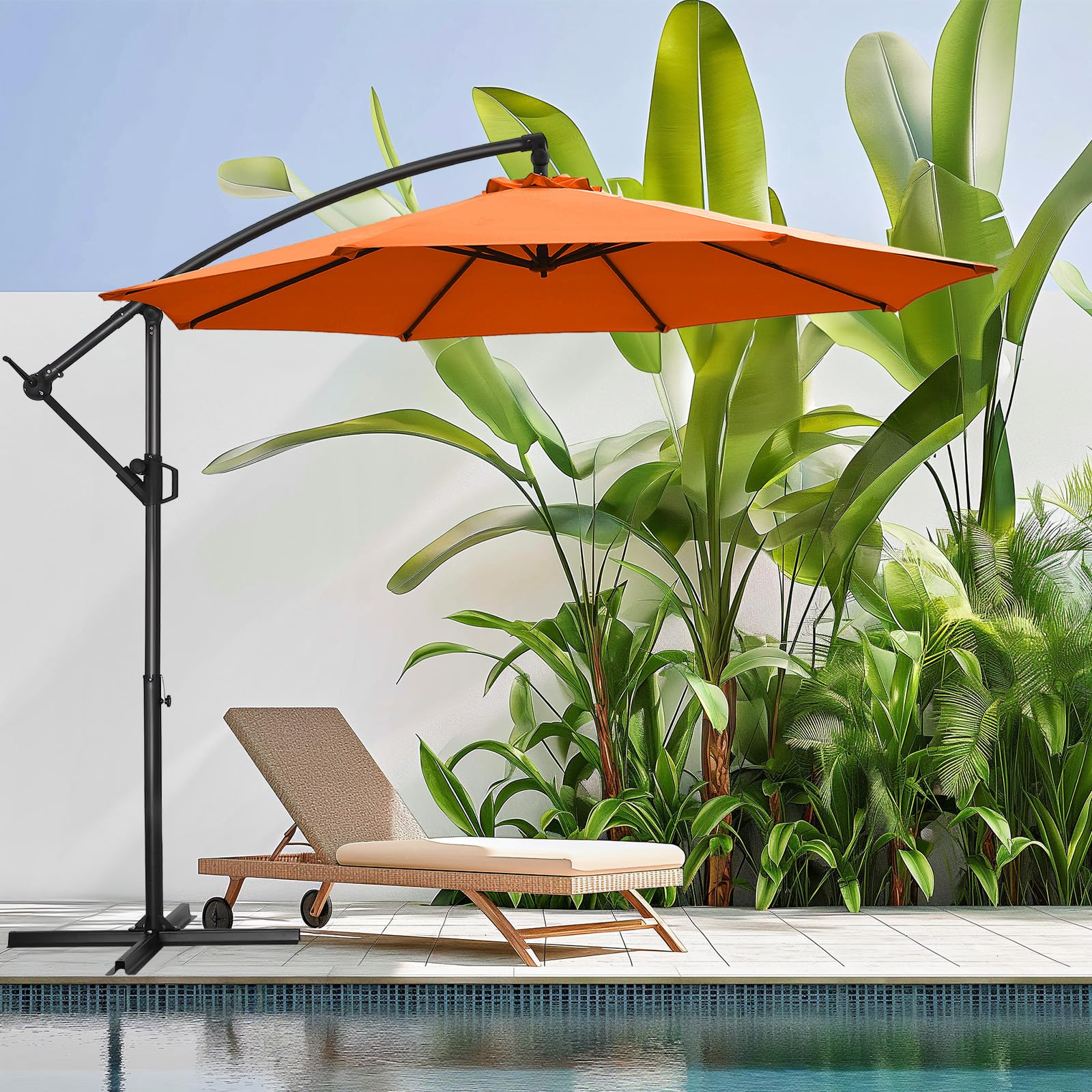 HOMSHADE 10ft Offset Patio Umbrella - Offset Hanging Cantilever Patio Outdoor Market Umbrella UPF50+ UV Protection with Easy Tilt Adjustment and Crank for Pool Deck and Garden