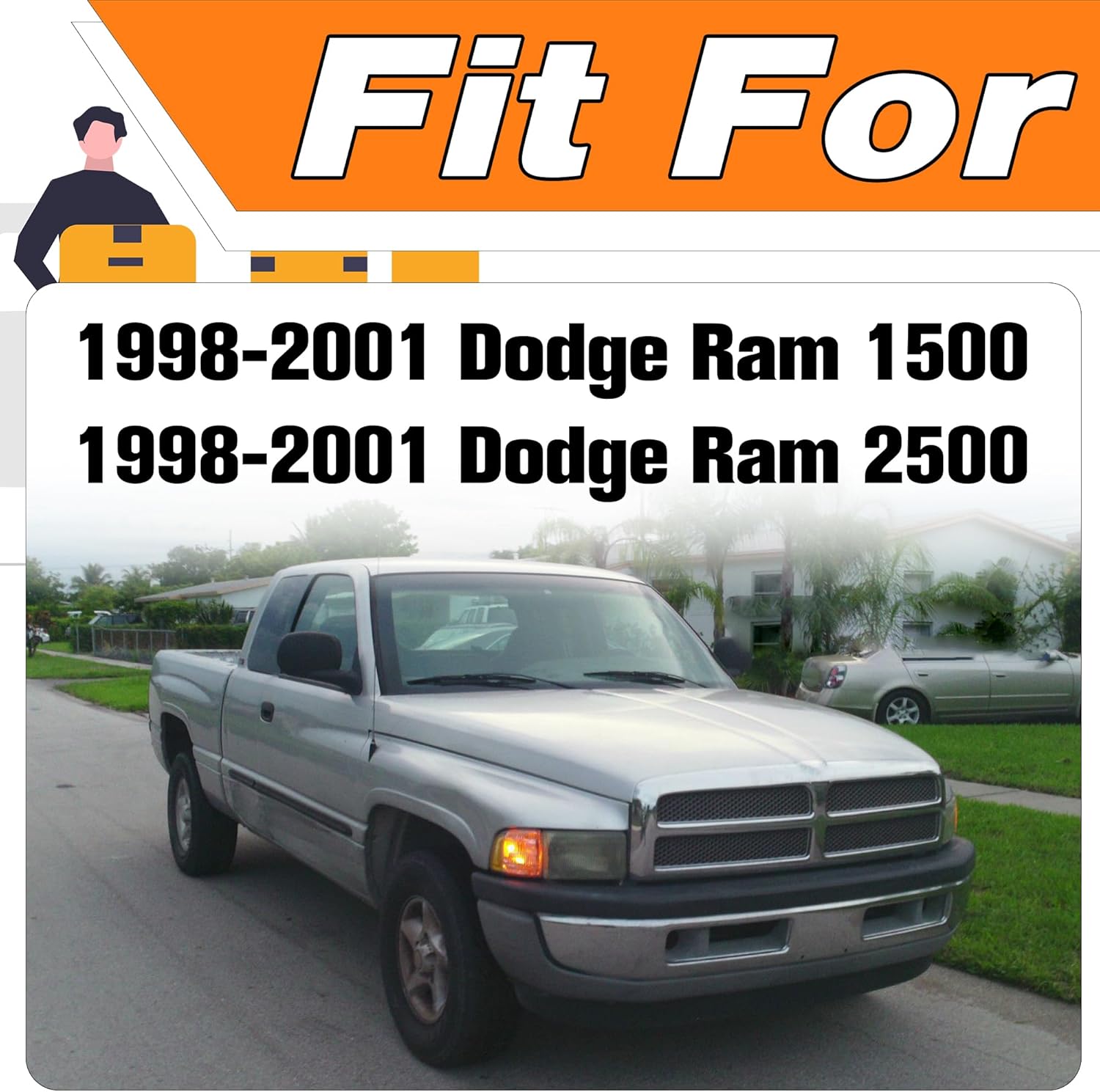 Overhead Dome Light Console Storage Compatible for Dodge Ram 1500 2500 1998-2001 Replace# 55350657, SN96TL2AA （Beige）