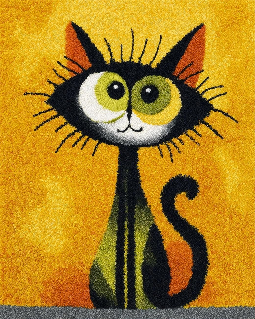 AMBATTERY Latch Hook Kits Carpet Fantasy Cat 60x40cm