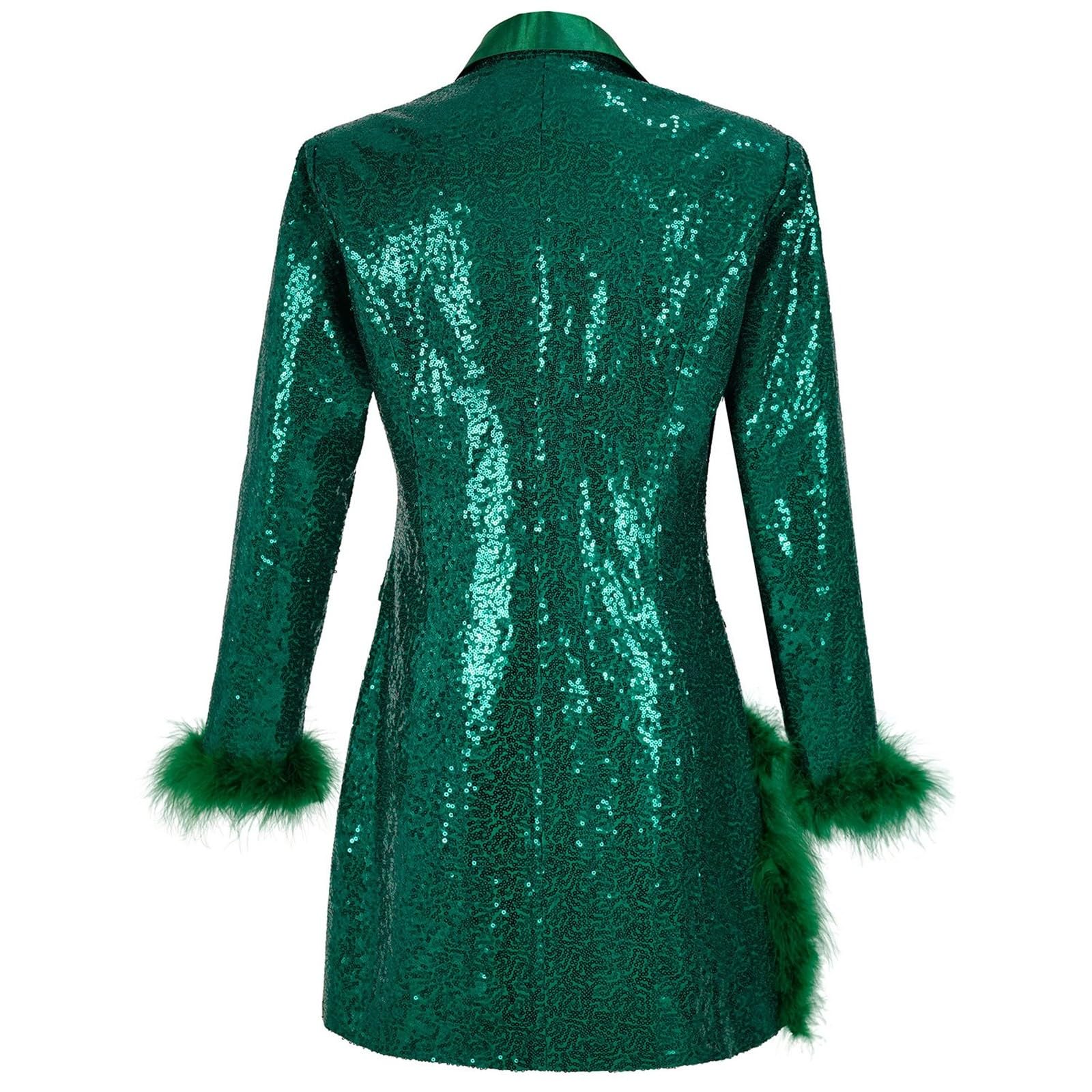 Party Outfit Damen Glitzer Strickjacke Pailletten Kurz Offene Cardigan Langarm Bolero Dünne Elegant Hakenverschluss Jacke Bolerojacke Blazer Bluse Weihnachts