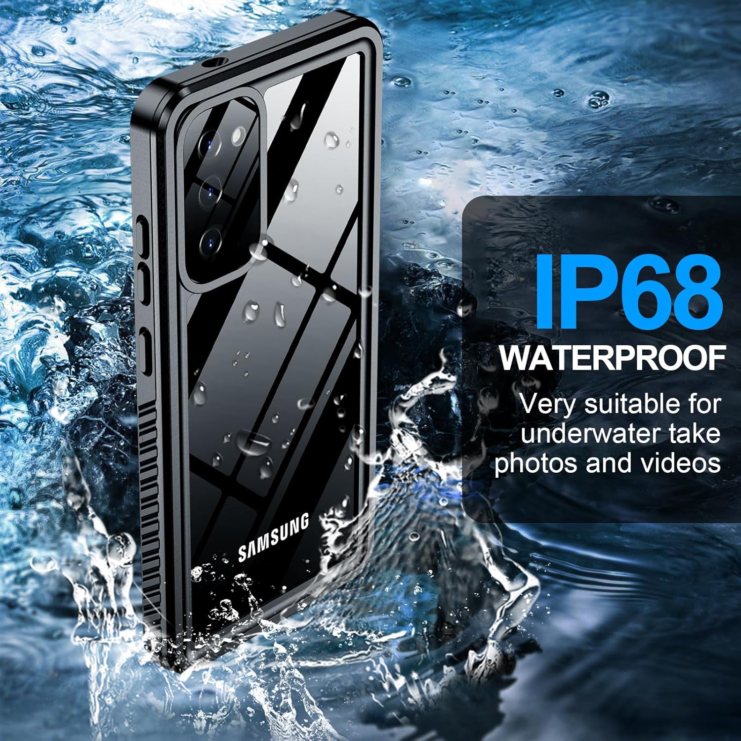 MOZOTER for Samsung Galaxy S20 Case Waterproof,[IPX8 Underwater Case][Full Body Shockproof & Military Dropproof] Clear Sound Quality Built-in Screen Protector for Samsung S20 6.1 inch-Black