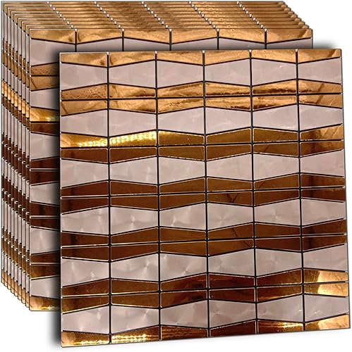 Weimeisc 10 hojas de azulejos 3D autoadhesivos de acero inoxidable de color para cocina, pared y baño (10, tipo T, rosa)