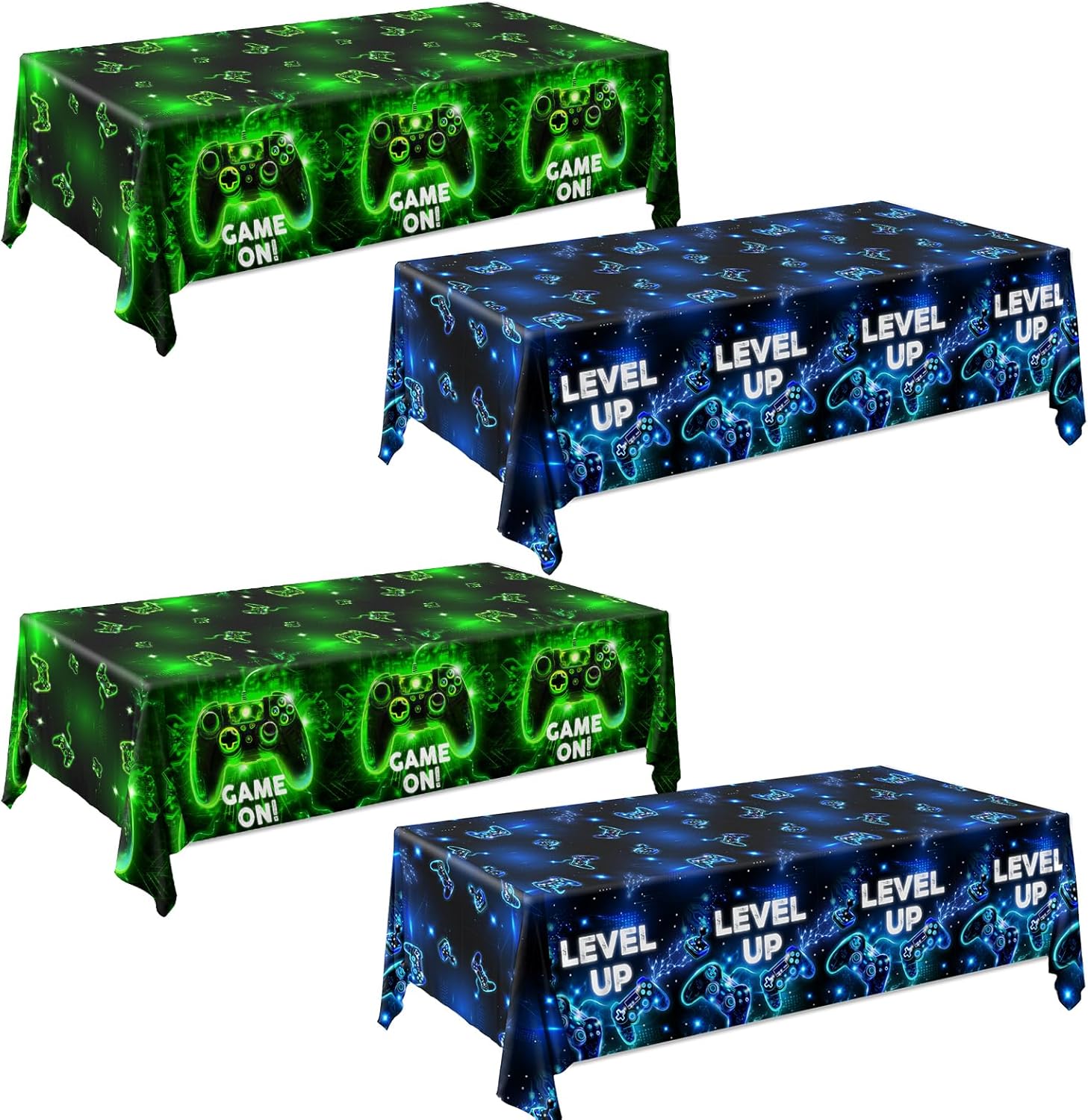 3Pcs Video Game Table Cover,Video Game Birthday Decoration Neon Gaming Plastic Waterproof Table Covers Gaming Party Decorations for Boys Girls Gamer Birthday Party Supplies