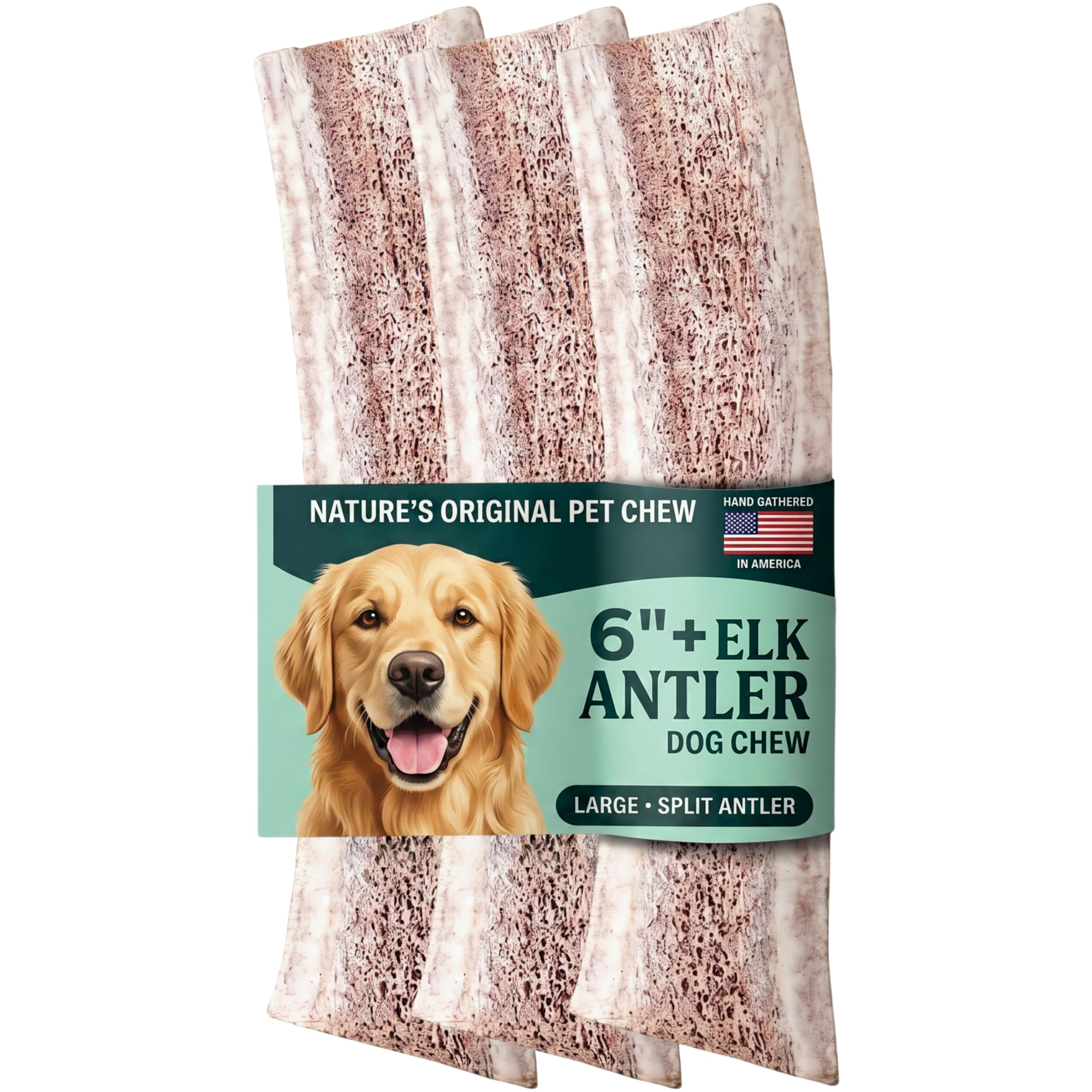 Mountain Valley Elk Antlers for Dogs Chew Split Dog Antler 3Pack, L