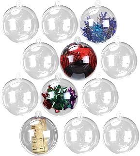 Iconikal Fillable Craft Clear Plastic Ball Ornament, 12-Pack (2-Inch (5cm))