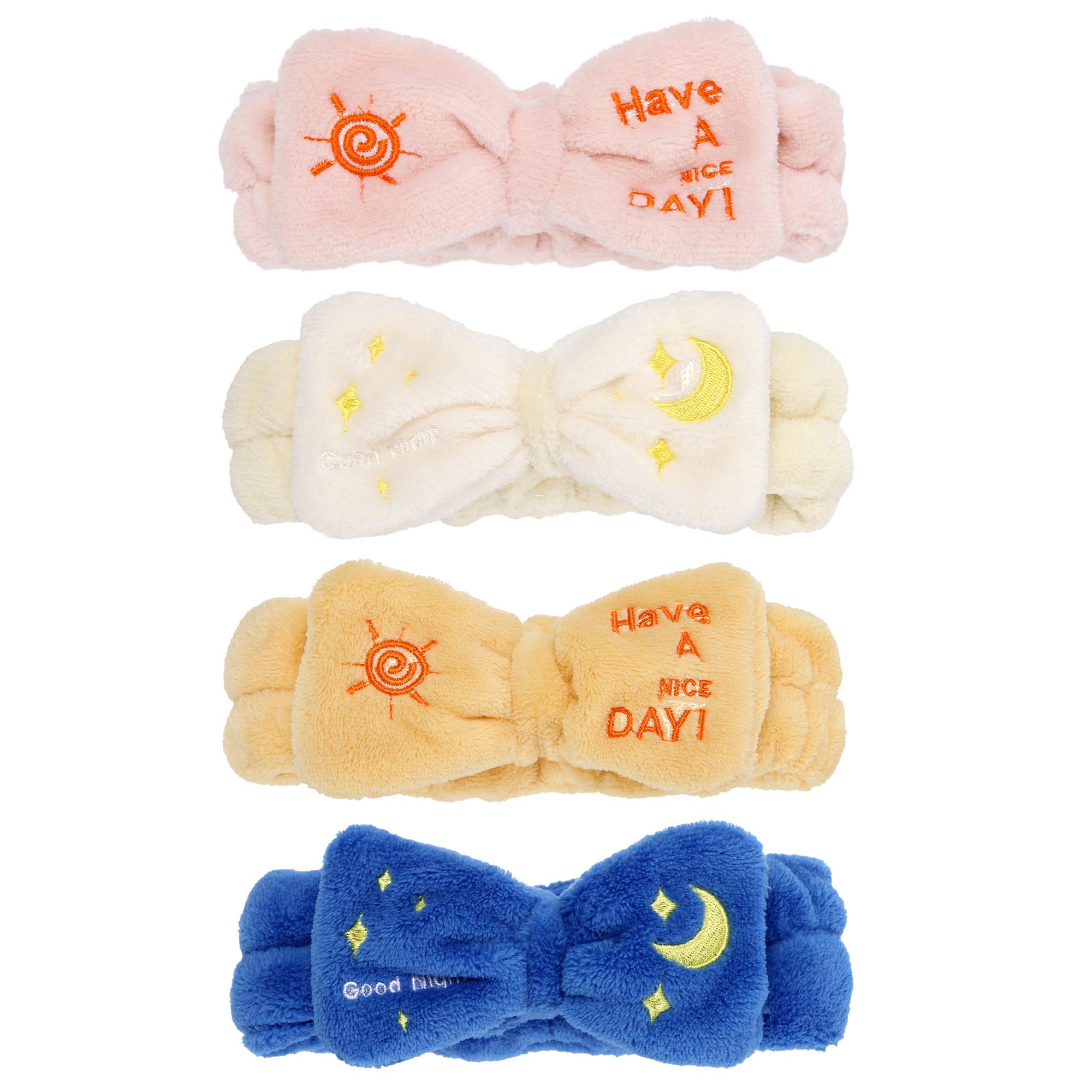 Folora 2pcs Women Girls Fashion Plush Headbands Cute Elastic Coral Fleece Headwrap for Washing Face Makeup Shower and Facial